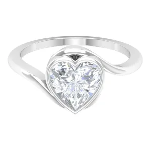Heart Shape Moissanite Solitaire Bypass Ring