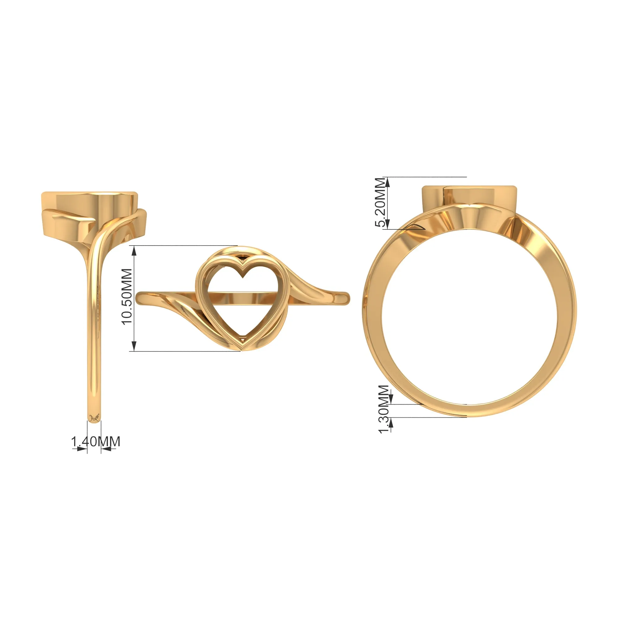 Heart Shape Moissanite Solitaire Bypass Ring