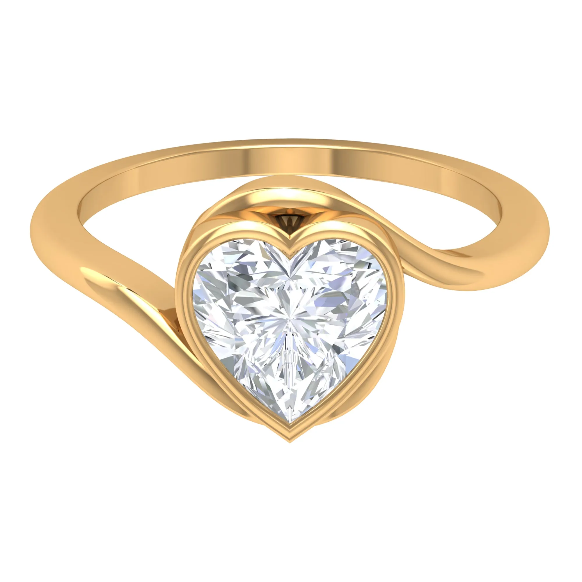 Heart Shape Moissanite Solitaire Bypass Ring