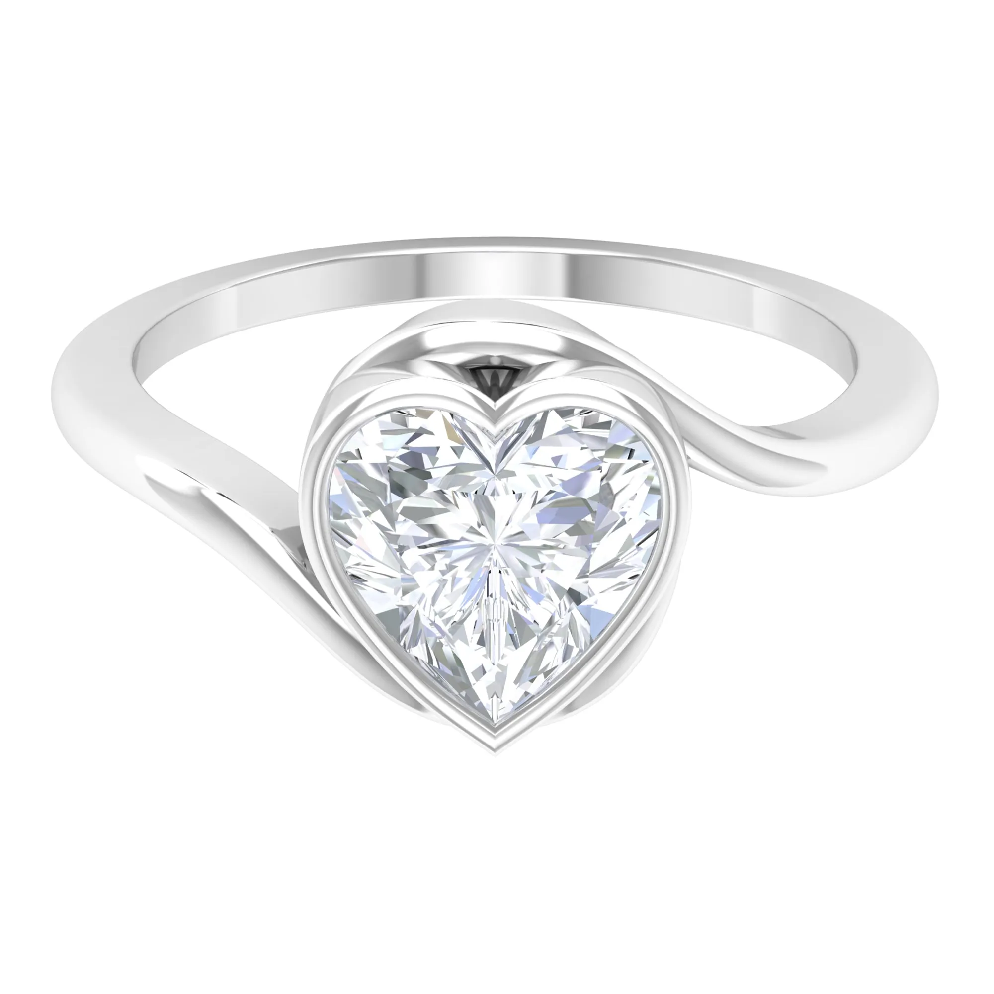 Heart Shape Moissanite Solitaire Bypass Ring
