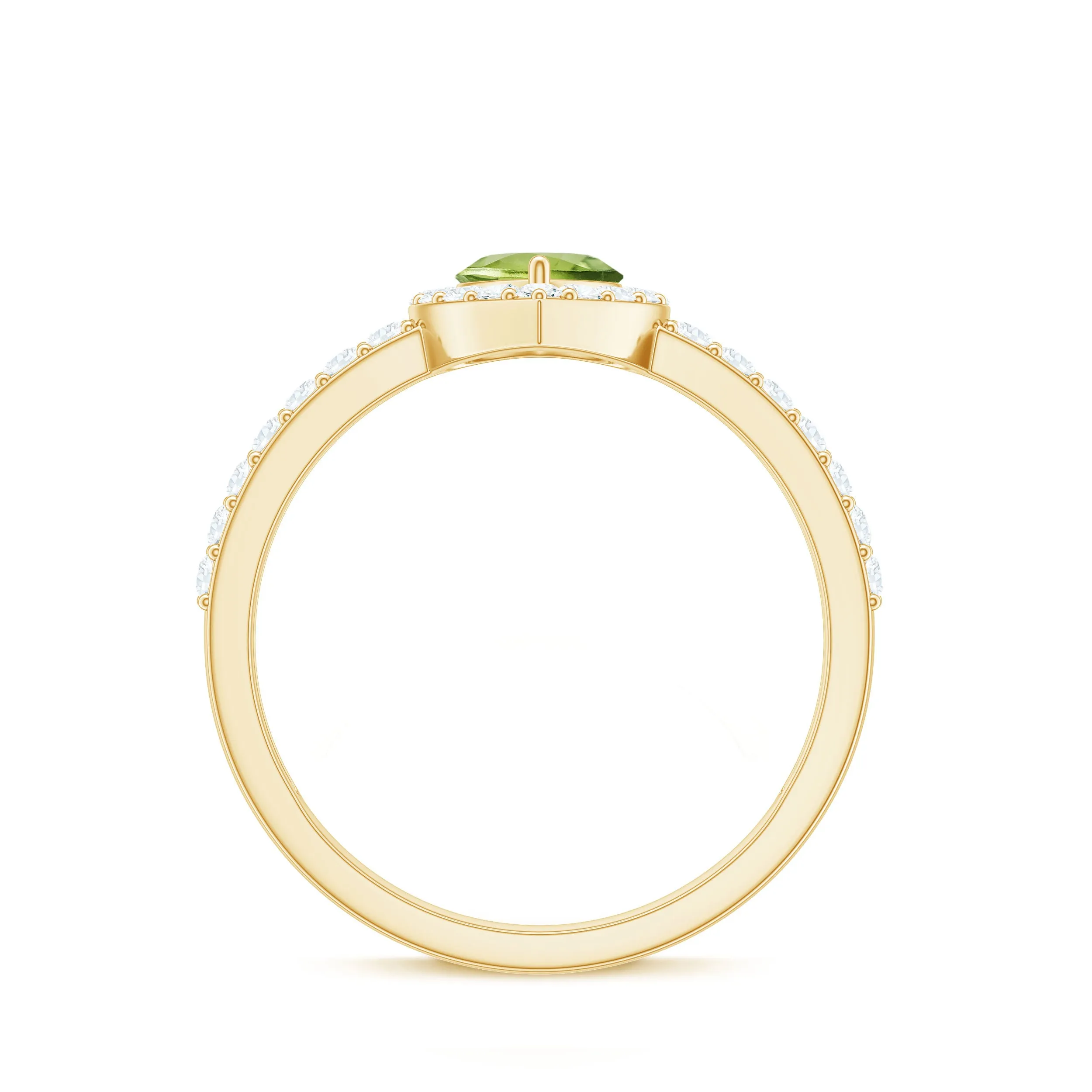 Heart Shape Peridot Promise Ring with Diamond Accent