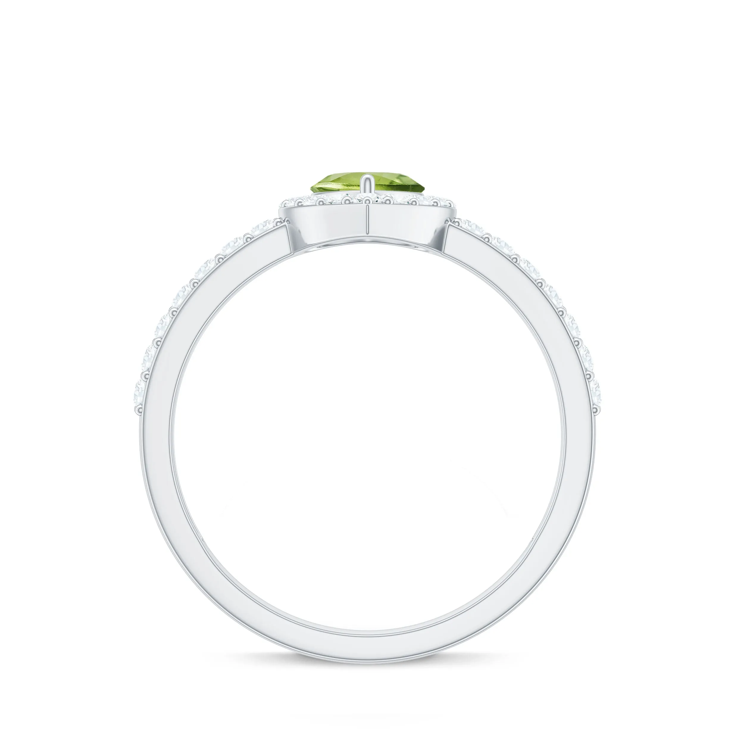 Heart Shape Peridot Promise Ring with Diamond Accent