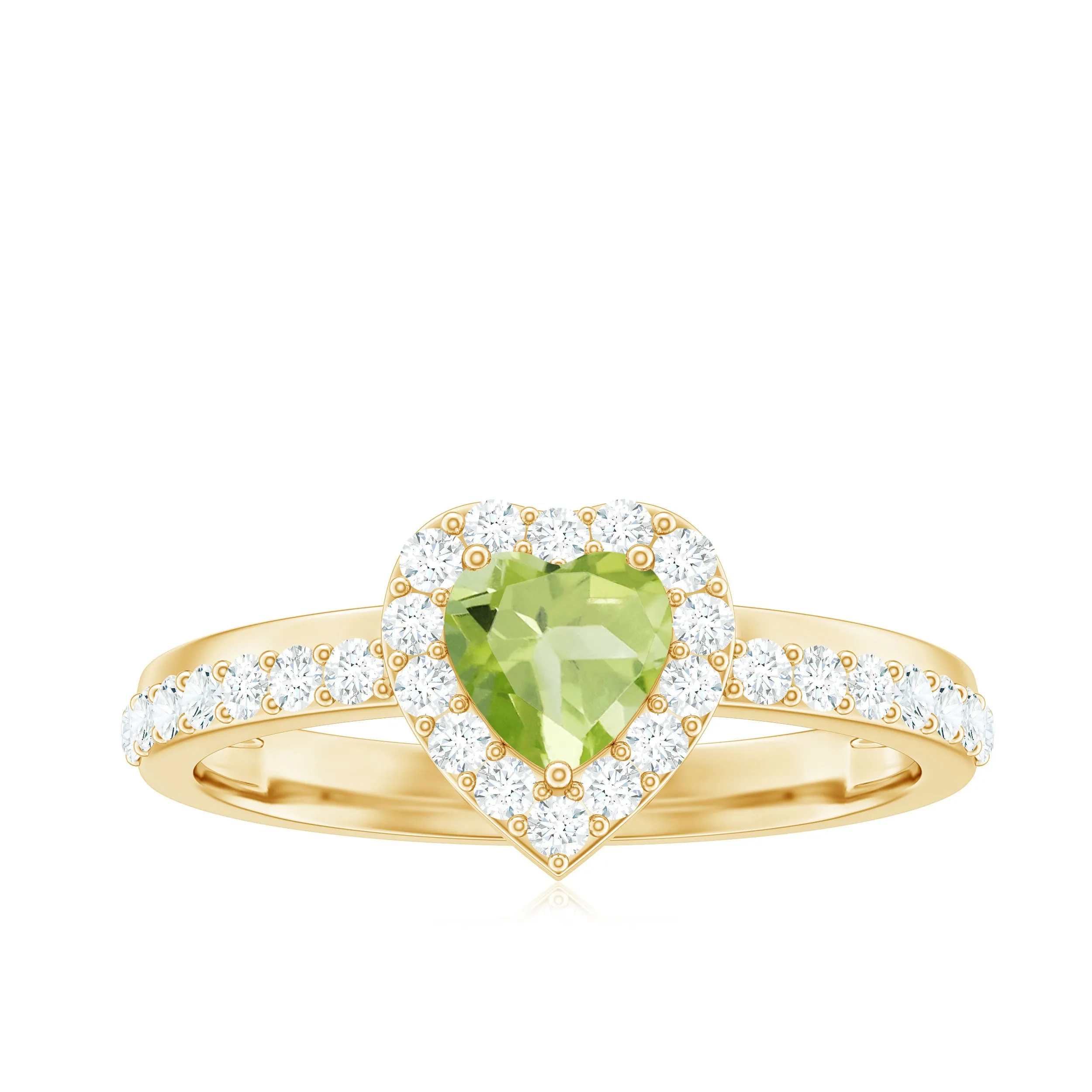 Heart Shape Peridot Promise Ring with Diamond Accent