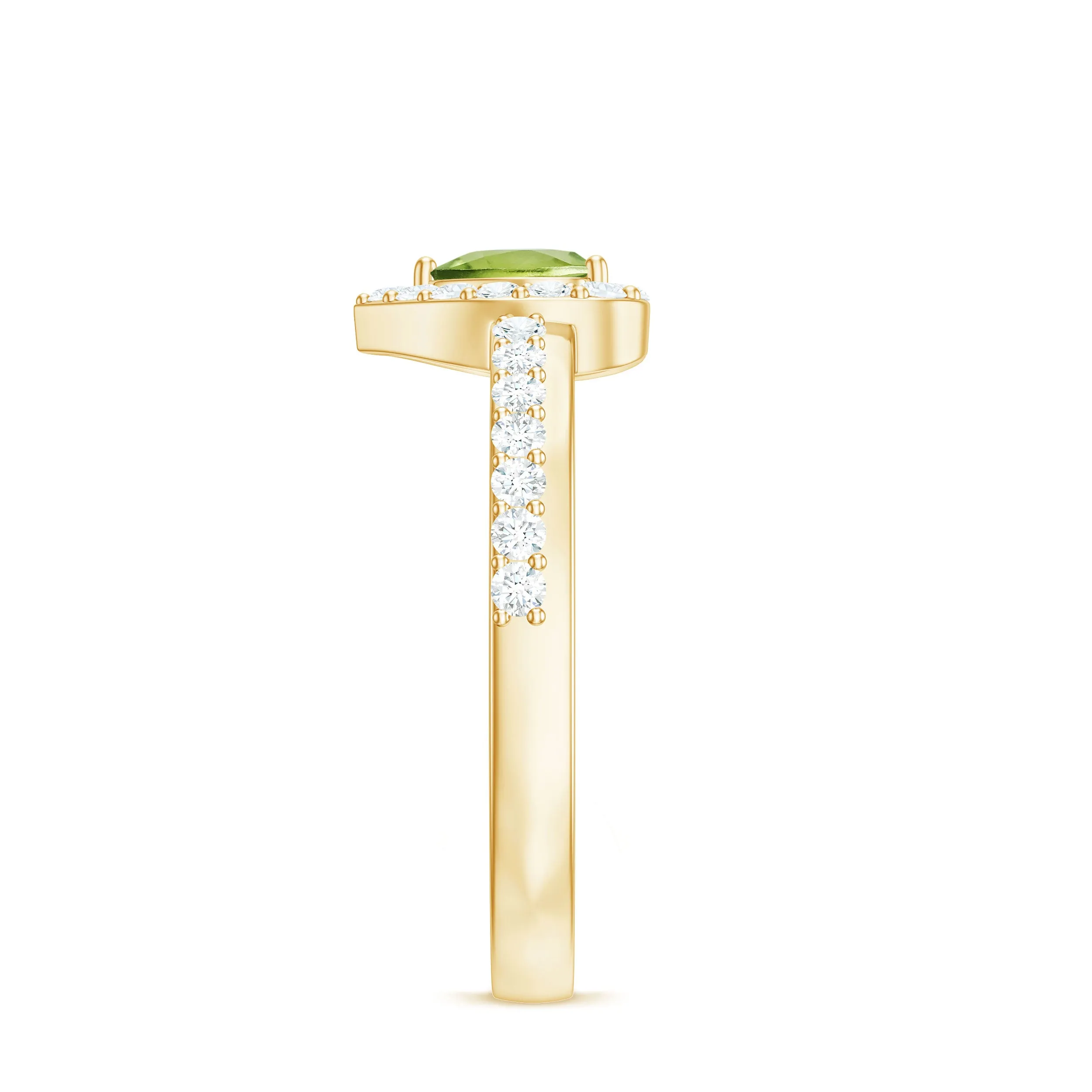 Heart Shape Peridot Promise Ring with Diamond Accent