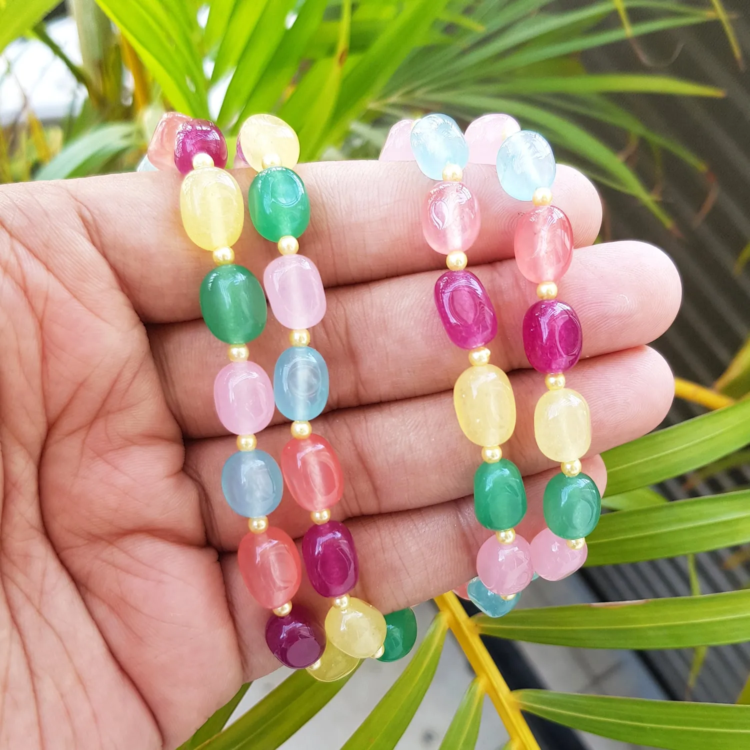Imeora Multicolor Quartz Double Line Necklace With Earrings