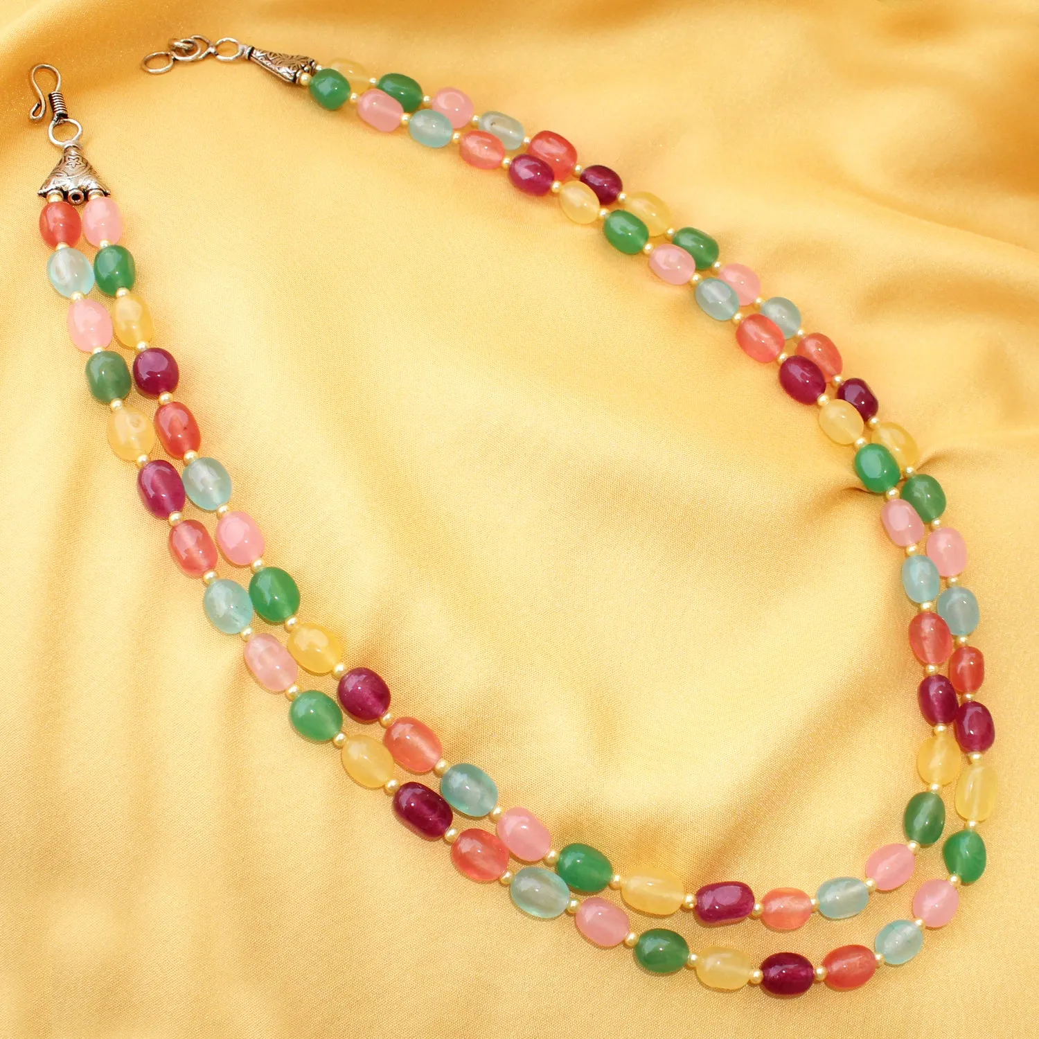 Imeora Multicolor Quartz Double Line Necklace With Earrings
