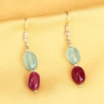 Imeora Multicolor Quartz Double Line Necklace With Earrings
