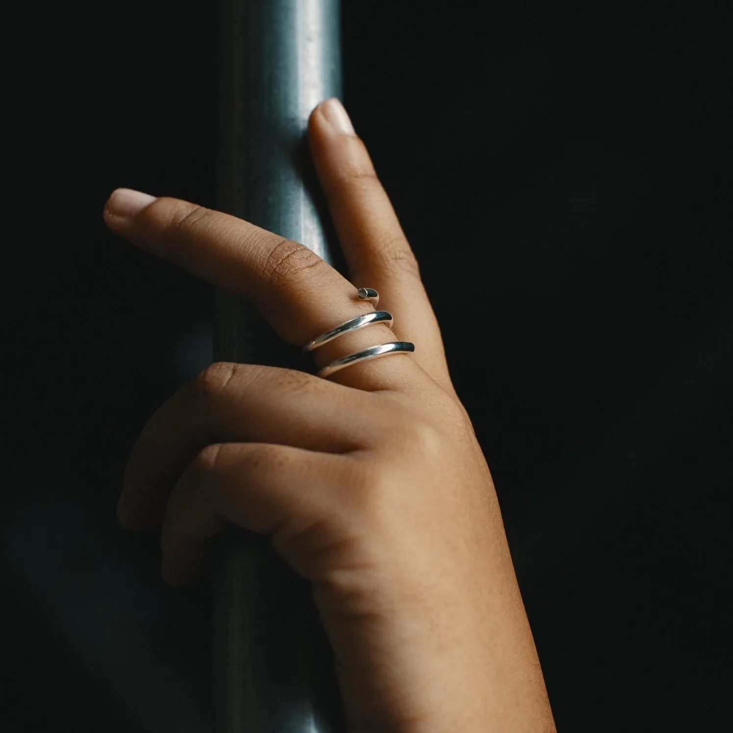 Industrial Sterling Silver Spiral Ring