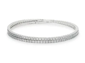 Kelly Waters Platinum Finish CZ Double Strand Wraparound Bracelet (SI6052)
