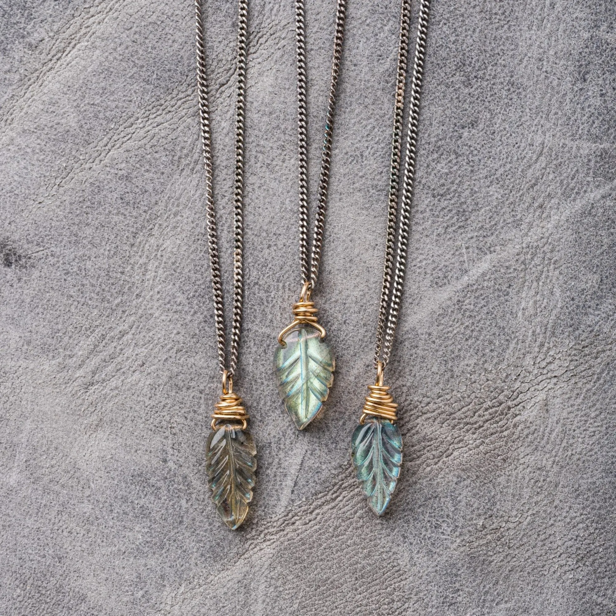 Labradorite Leaf Necklace