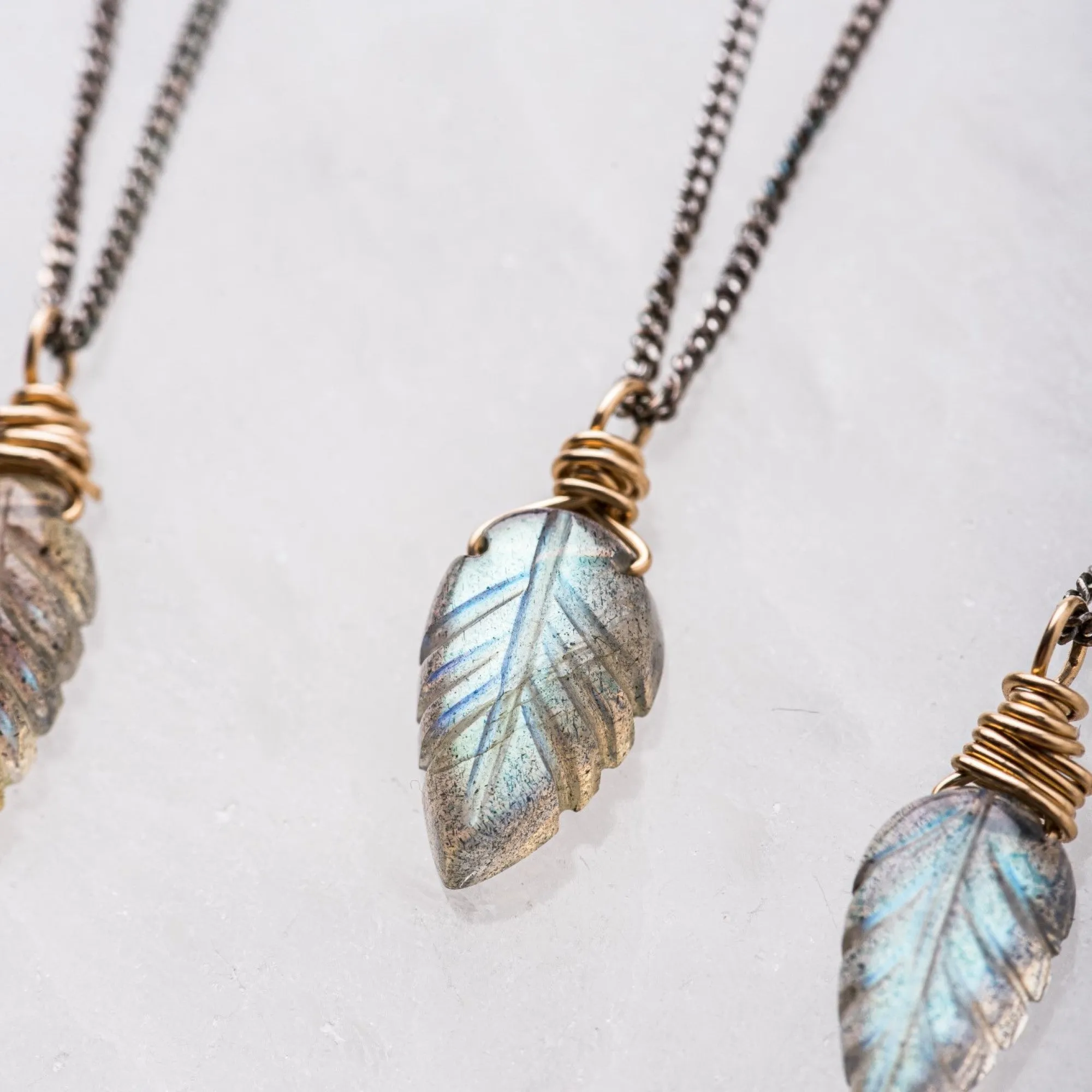 Labradorite Leaf Necklace