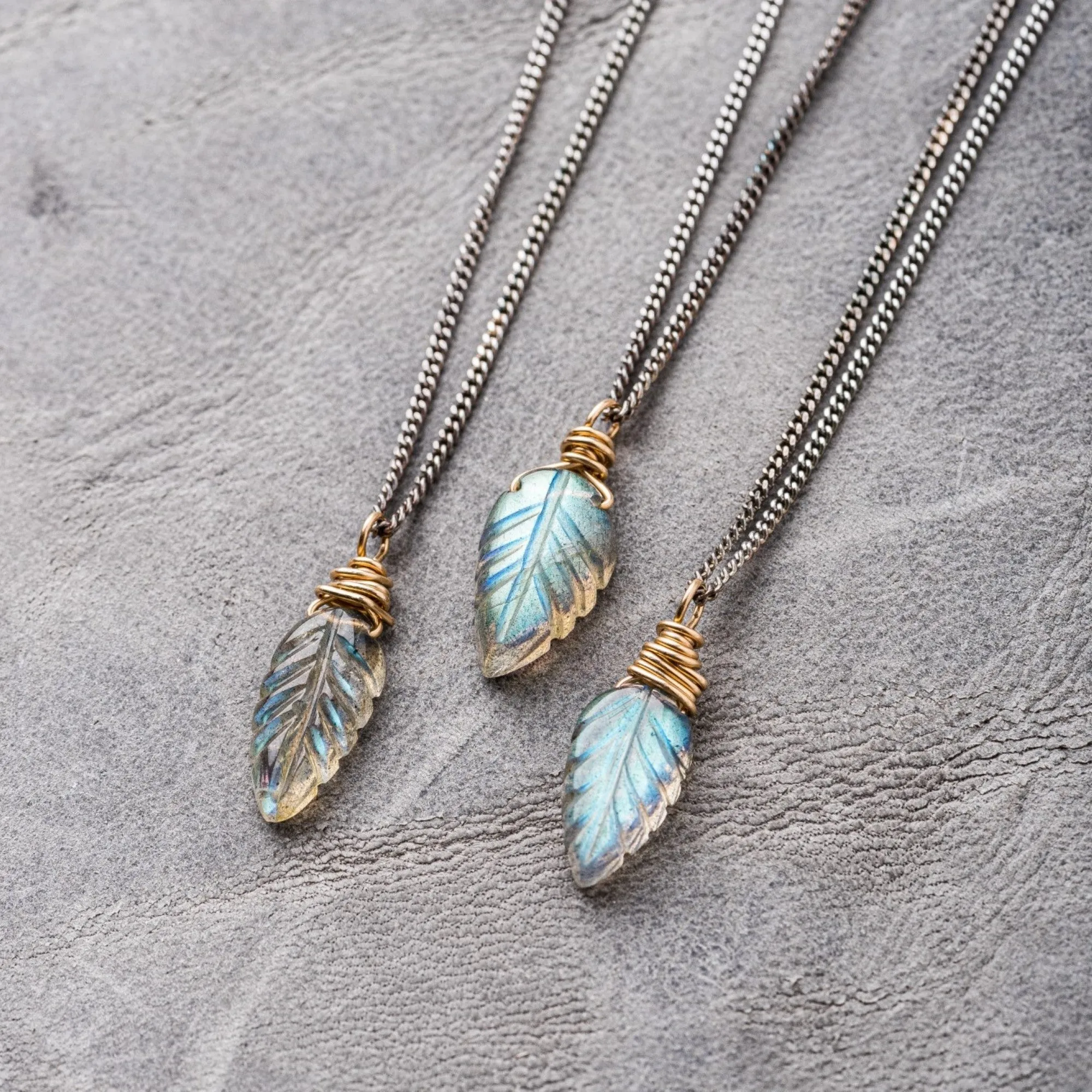 Labradorite Leaf Necklace