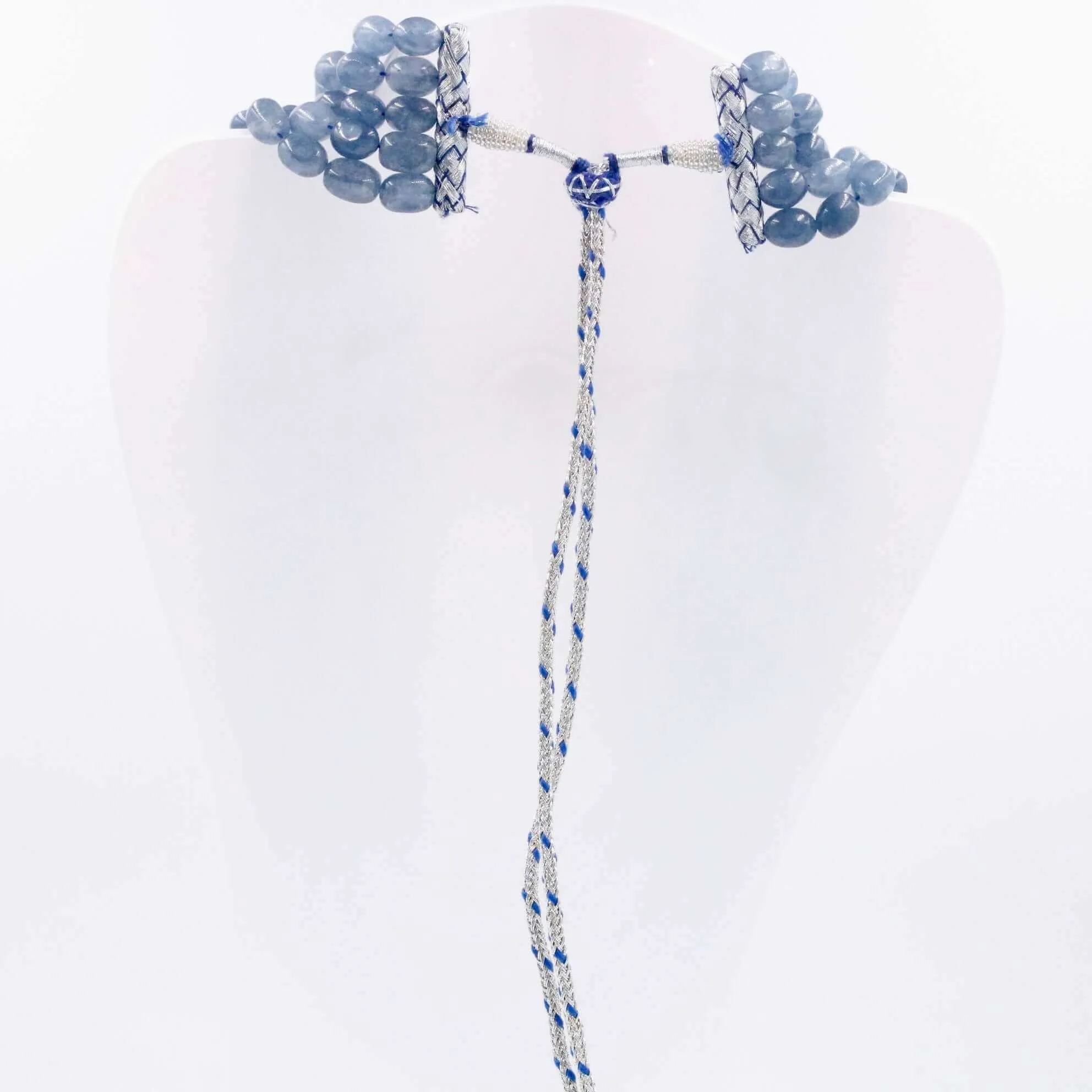 Layered Quartz Necklace Beaded Necklace Layered Necklace Long Necklace Indian Necklace Quartz Sarafa Blue Necklace Blue Sarafa SKU 6143216