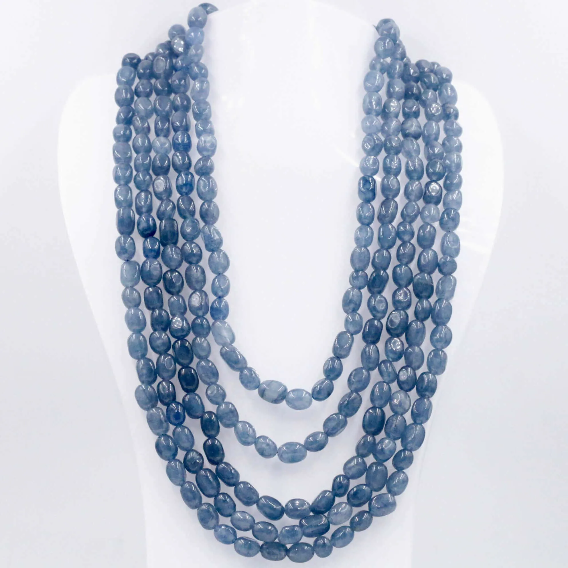 Layered Quartz Necklace Beaded Necklace Layered Necklace Long Necklace Indian Necklace Quartz Sarafa Blue Necklace Blue Sarafa SKU 6143216