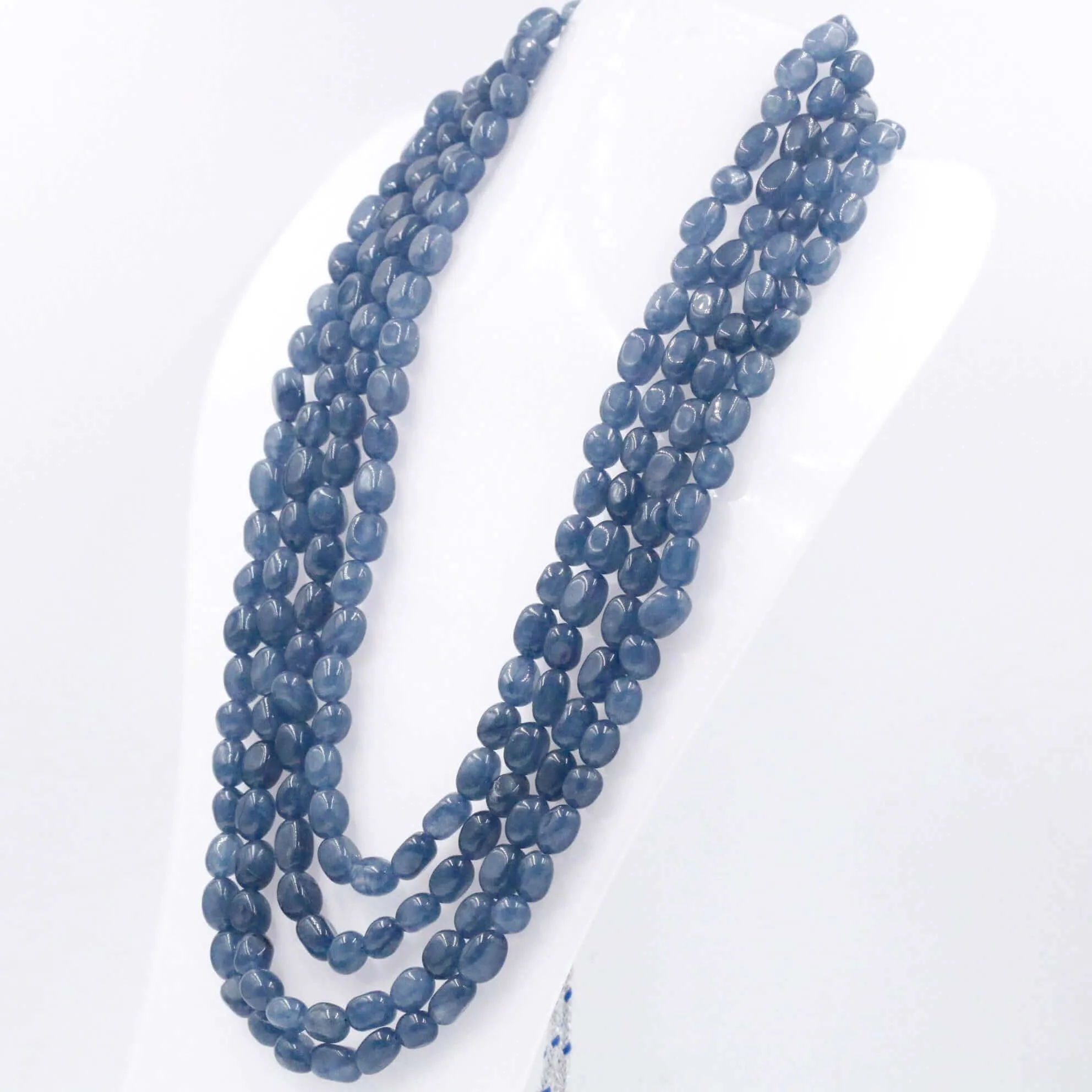 Layered Quartz Necklace Beaded Necklace Layered Necklace Long Necklace Indian Necklace Quartz Sarafa Blue Necklace Blue Sarafa SKU 6143216