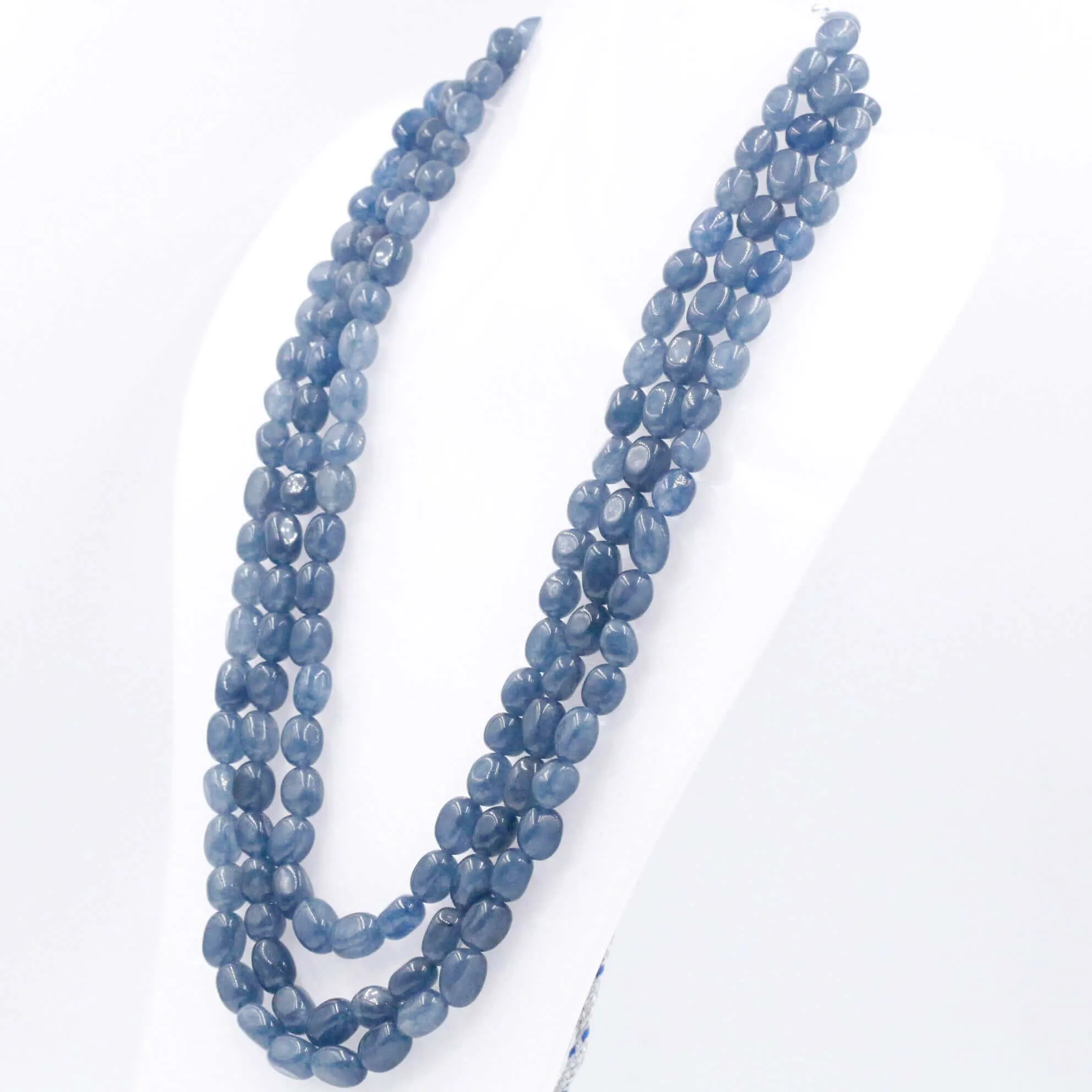 Layered Quartz Necklace Beaded Necklace Layered Necklace Long Necklace Indian Necklace Quartz Sarafa Blue Necklace Blue Sarafa SKU 6143216