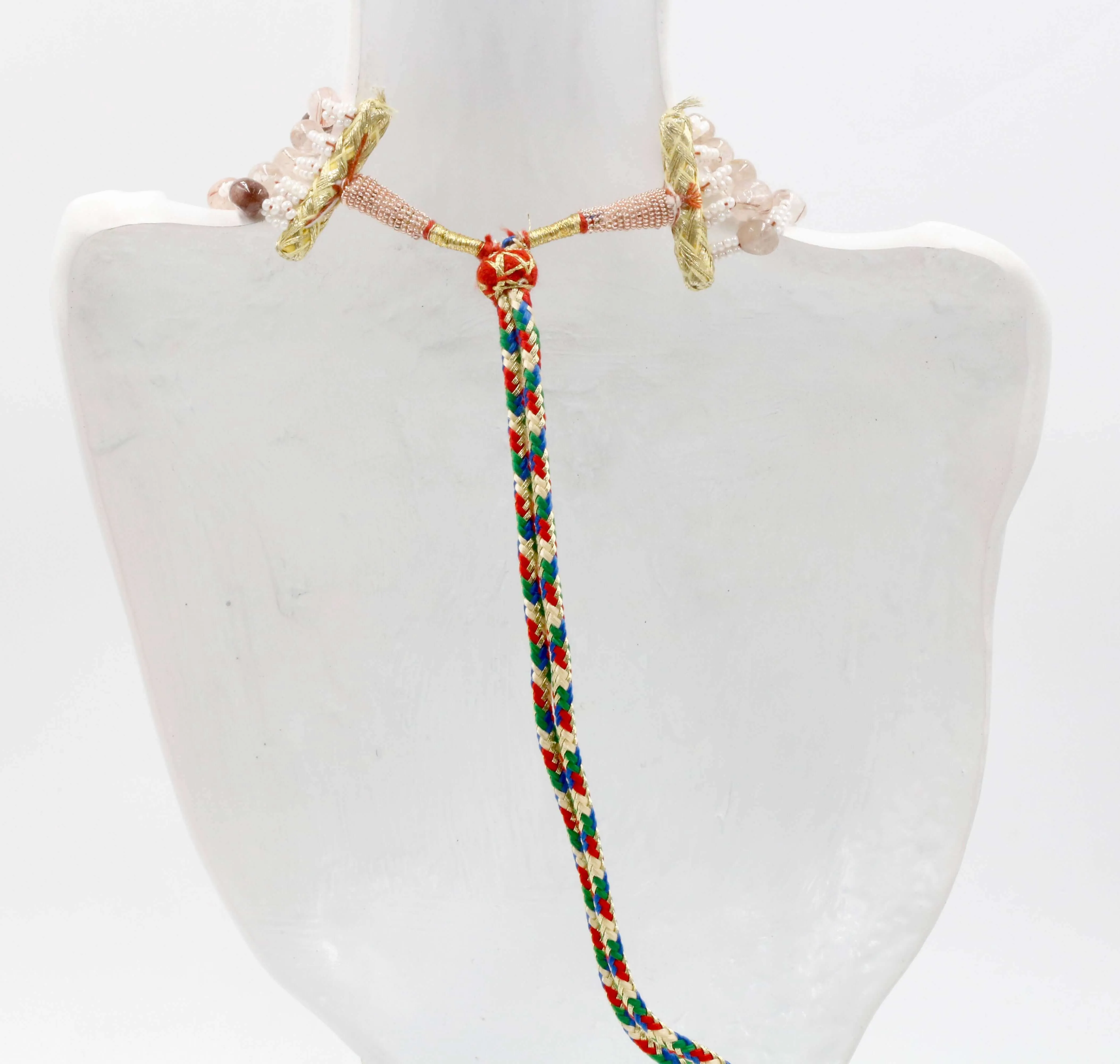 Layered Quartz Necklace Gemstone Long Layered Necklace Indian Necklace Sarafa Necklace Adjustable Necklace Handmade Beaded Necklace SKU 6143012