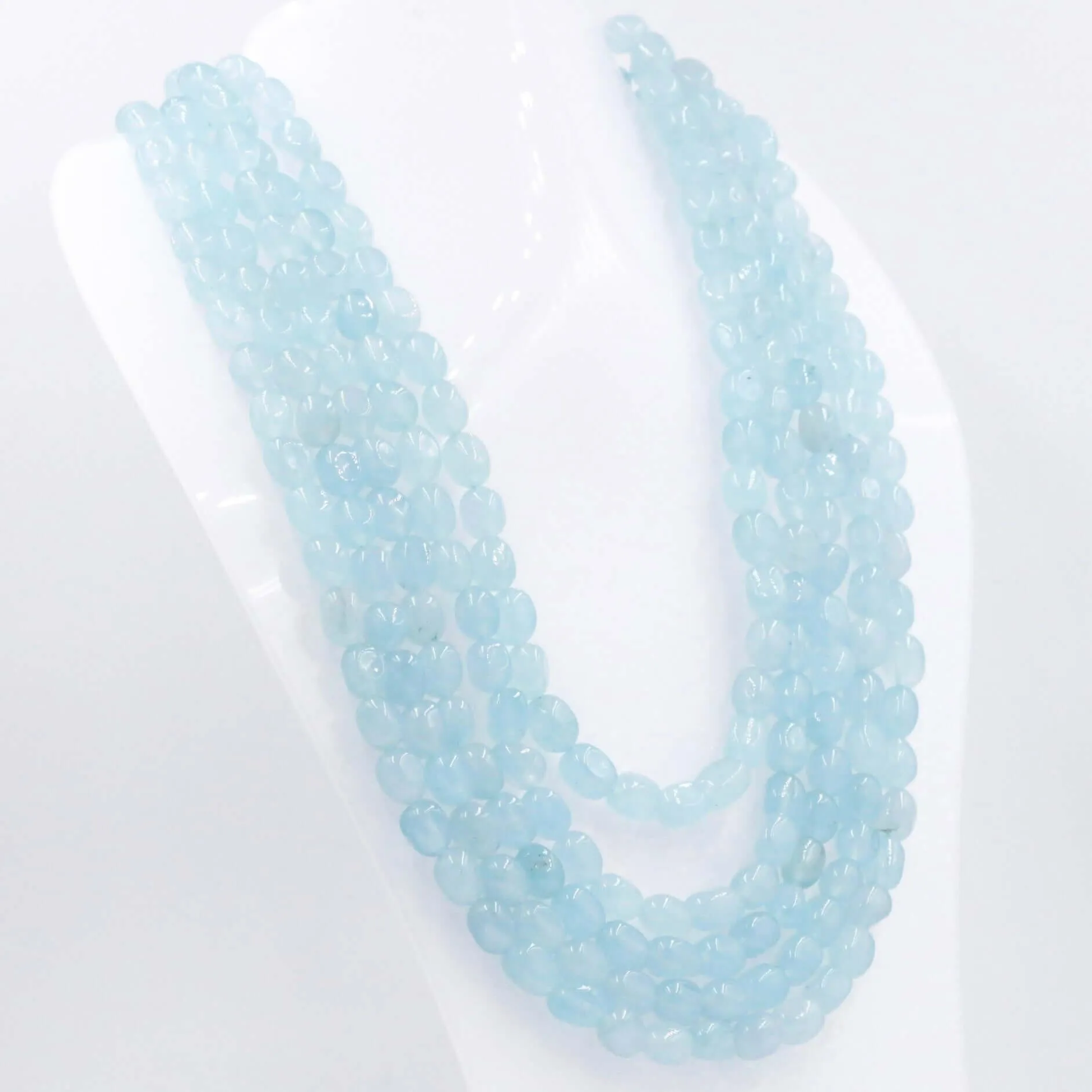 Layered Quartz Necklace Icy Blue Necklace Beaded Necklace Gemstone Necklace Long Necklace Blue Sarafa Indian Necklace SKU 6143222
