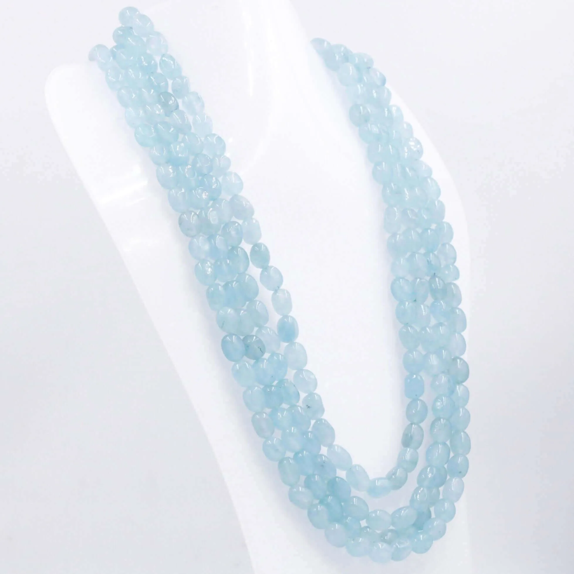 Layered Quartz Necklace Icy Blue Necklace Beaded Necklace Gemstone Necklace Long Necklace Blue Sarafa Indian Necklace SKU 6143222