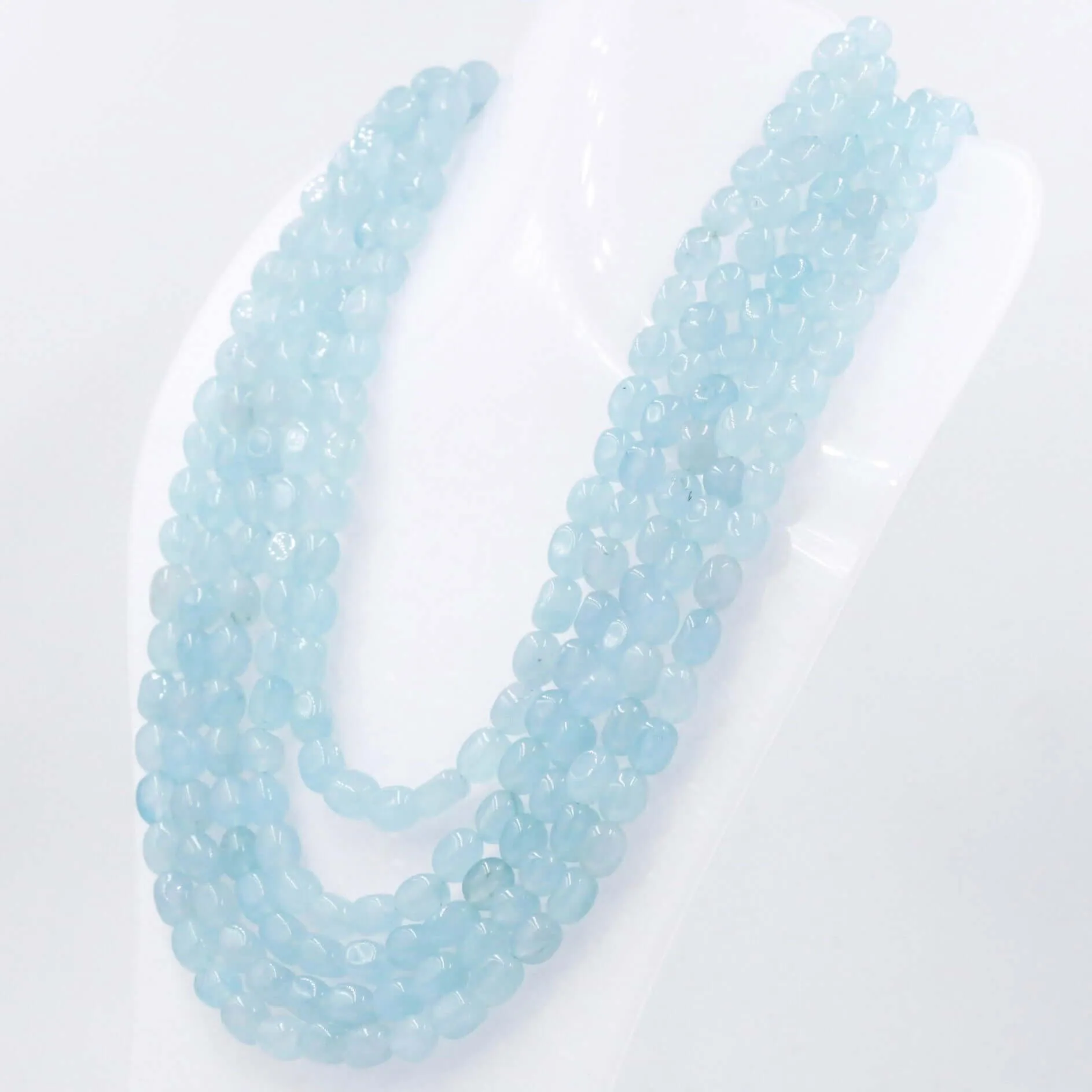 Layered Quartz Necklace Icy Blue Necklace Beaded Necklace Gemstone Necklace Long Necklace Blue Sarafa Indian Necklace SKU 6143222