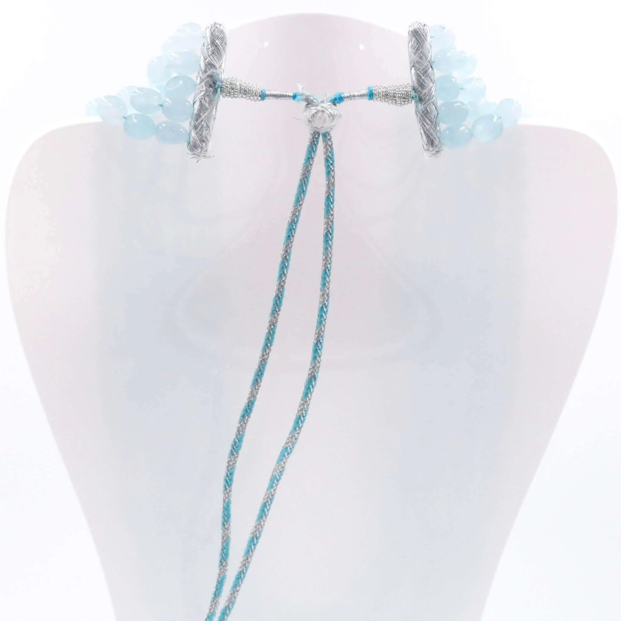 Layered Quartz Necklace Icy Blue Necklace Beaded Necklace Gemstone Necklace Long Necklace Blue Sarafa Indian Necklace SKU 6143222