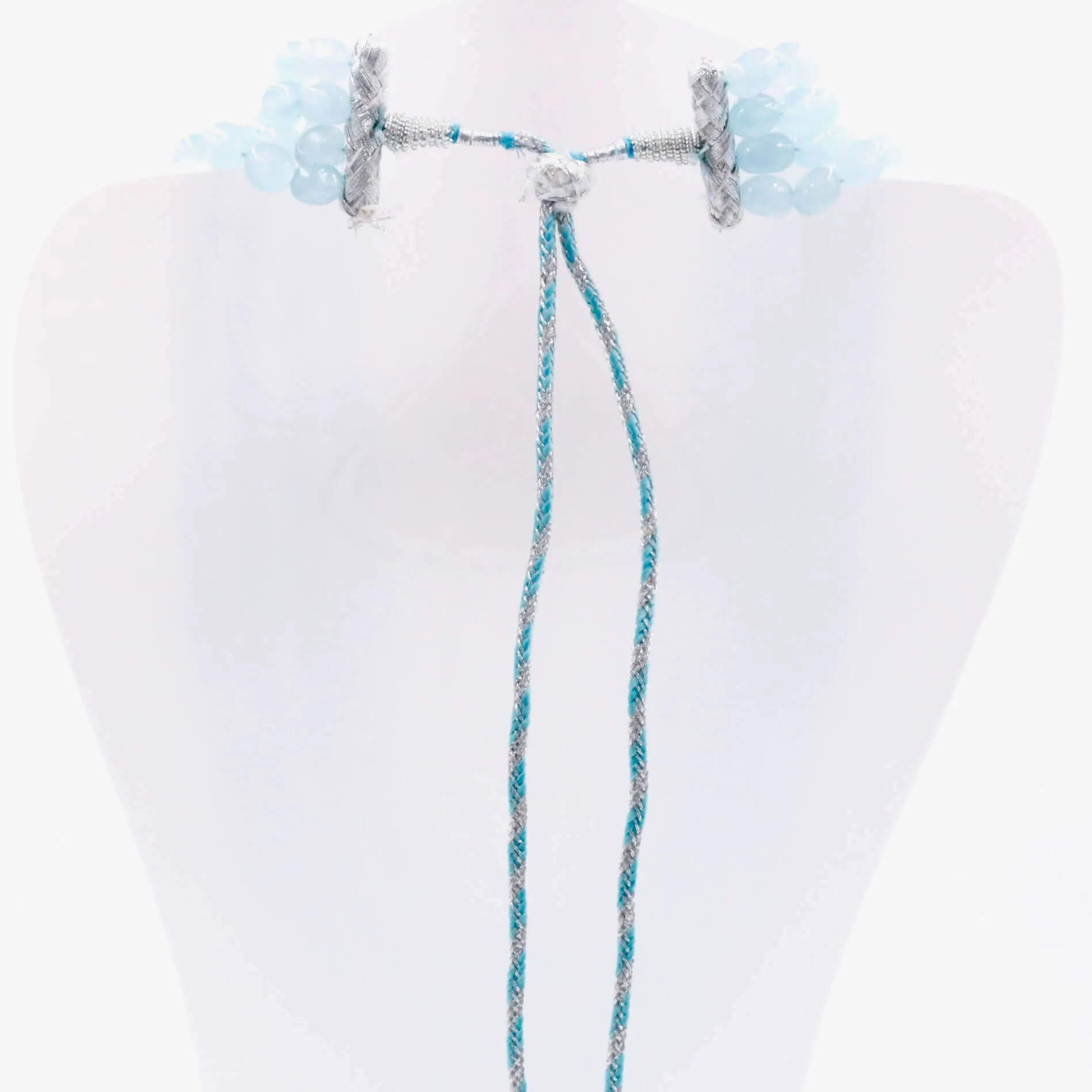 Layered Quartz Necklace Icy Blue Necklace Beaded Necklace Gemstone Necklace Long Necklace Blue Sarafa Indian Necklace SKU 6143222