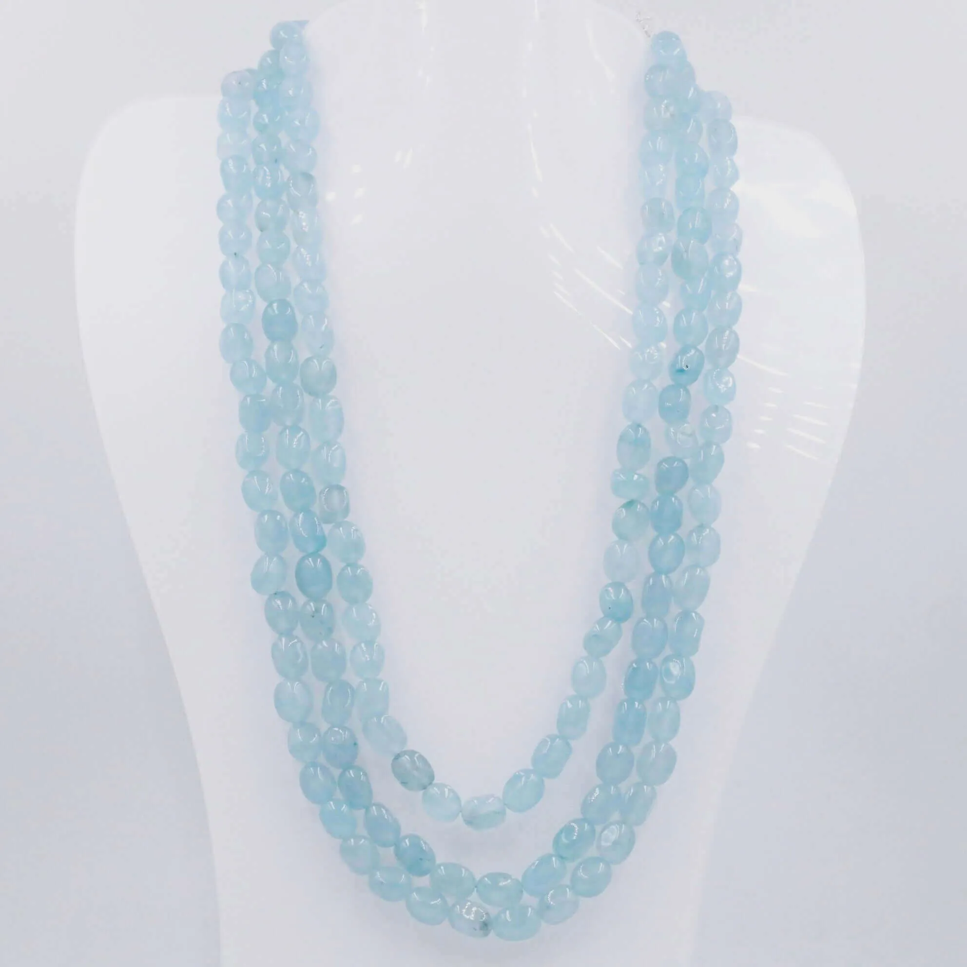 Layered Quartz Necklace Icy Blue Necklace Beaded Necklace Gemstone Necklace Long Necklace Blue Sarafa Indian Necklace SKU 6143222