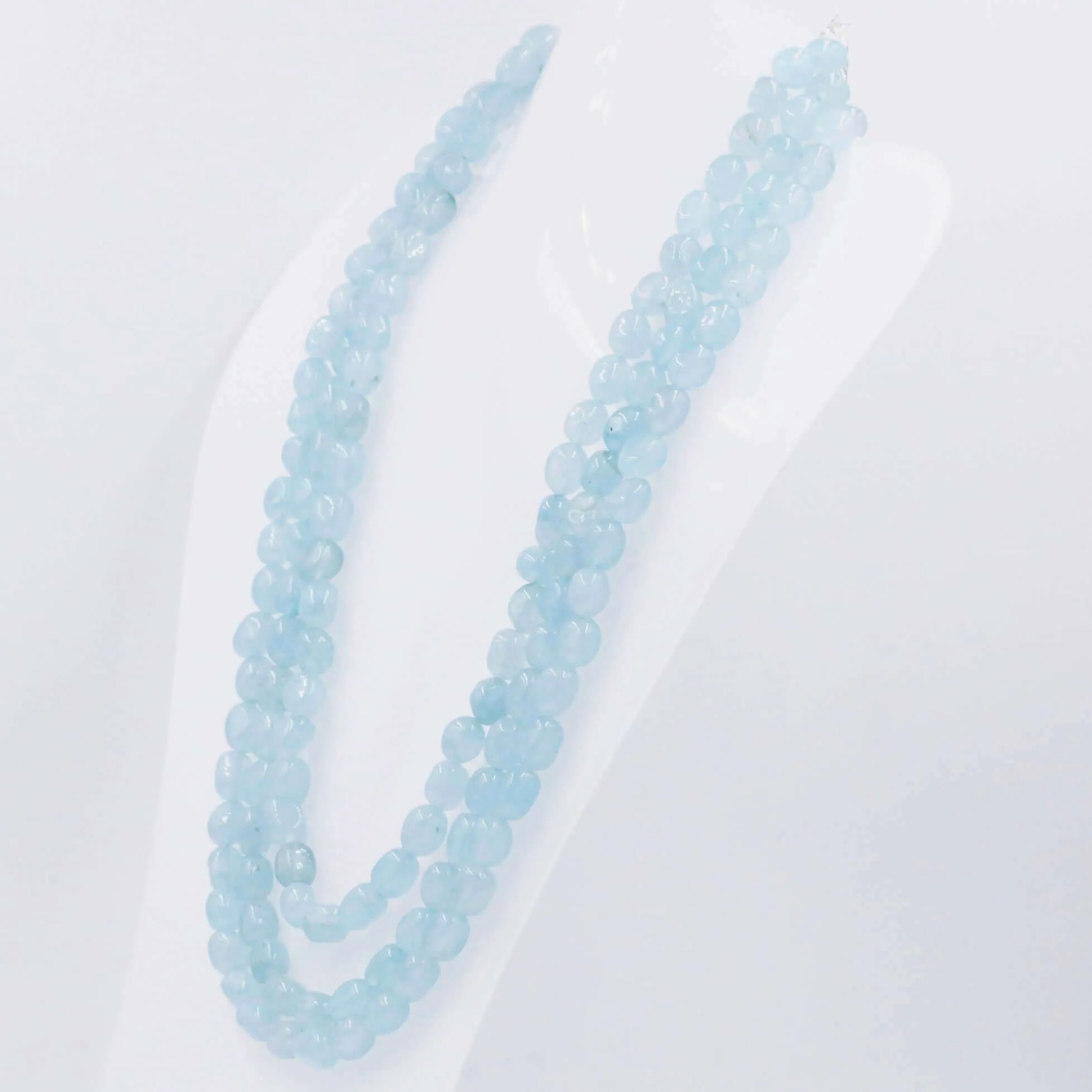 Layered Quartz Necklace Icy Blue Necklace Beaded Necklace Gemstone Necklace Long Necklace Blue Sarafa Indian Necklace SKU 6143222