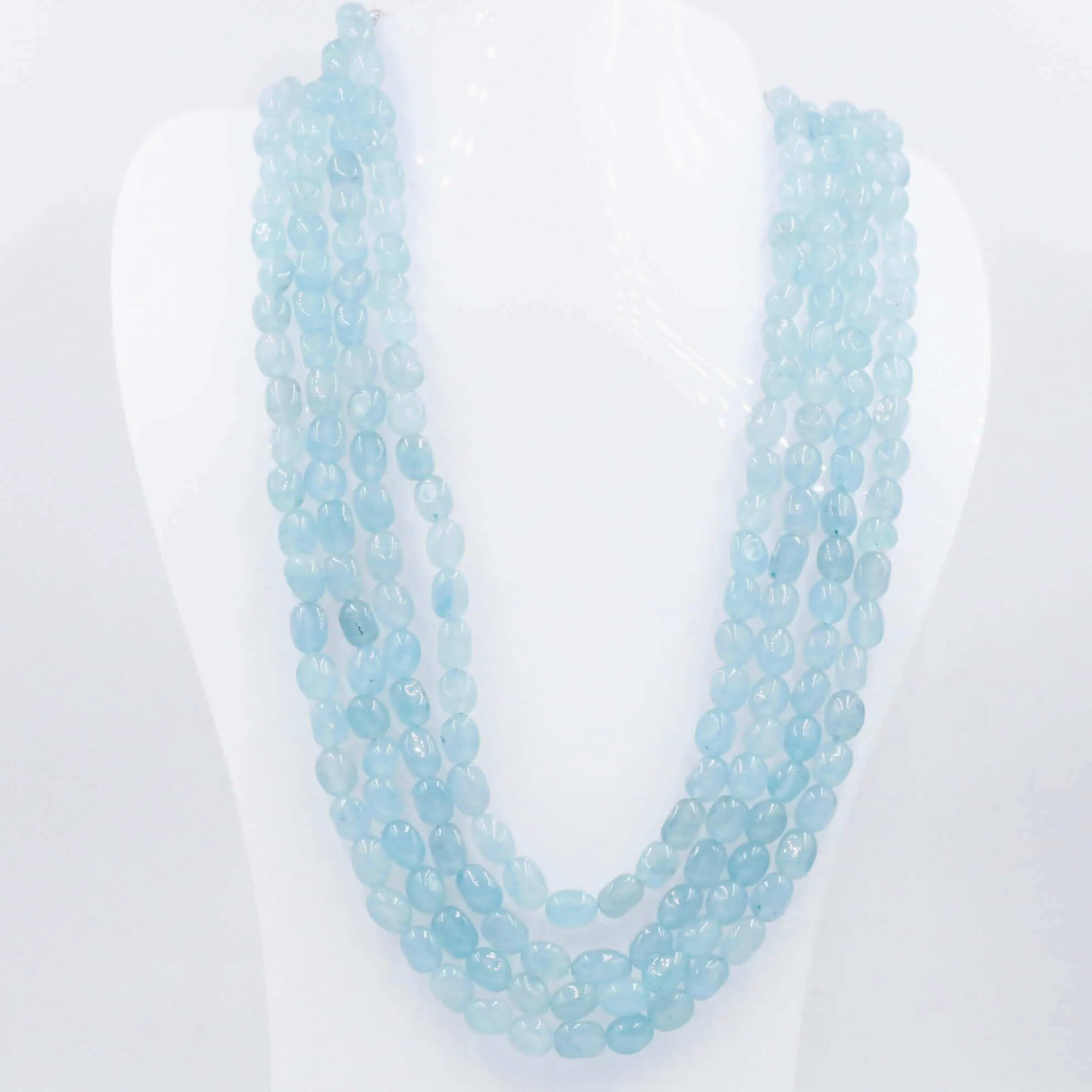 Layered Quartz Necklace Icy Blue Necklace Beaded Necklace Gemstone Necklace Long Necklace Blue Sarafa Indian Necklace SKU 6143222