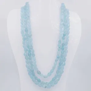 Layered Quartz Necklace Icy Blue Necklace Beaded Necklace Gemstone Necklace Long Necklace Blue Sarafa Indian Necklace SKU 6143222