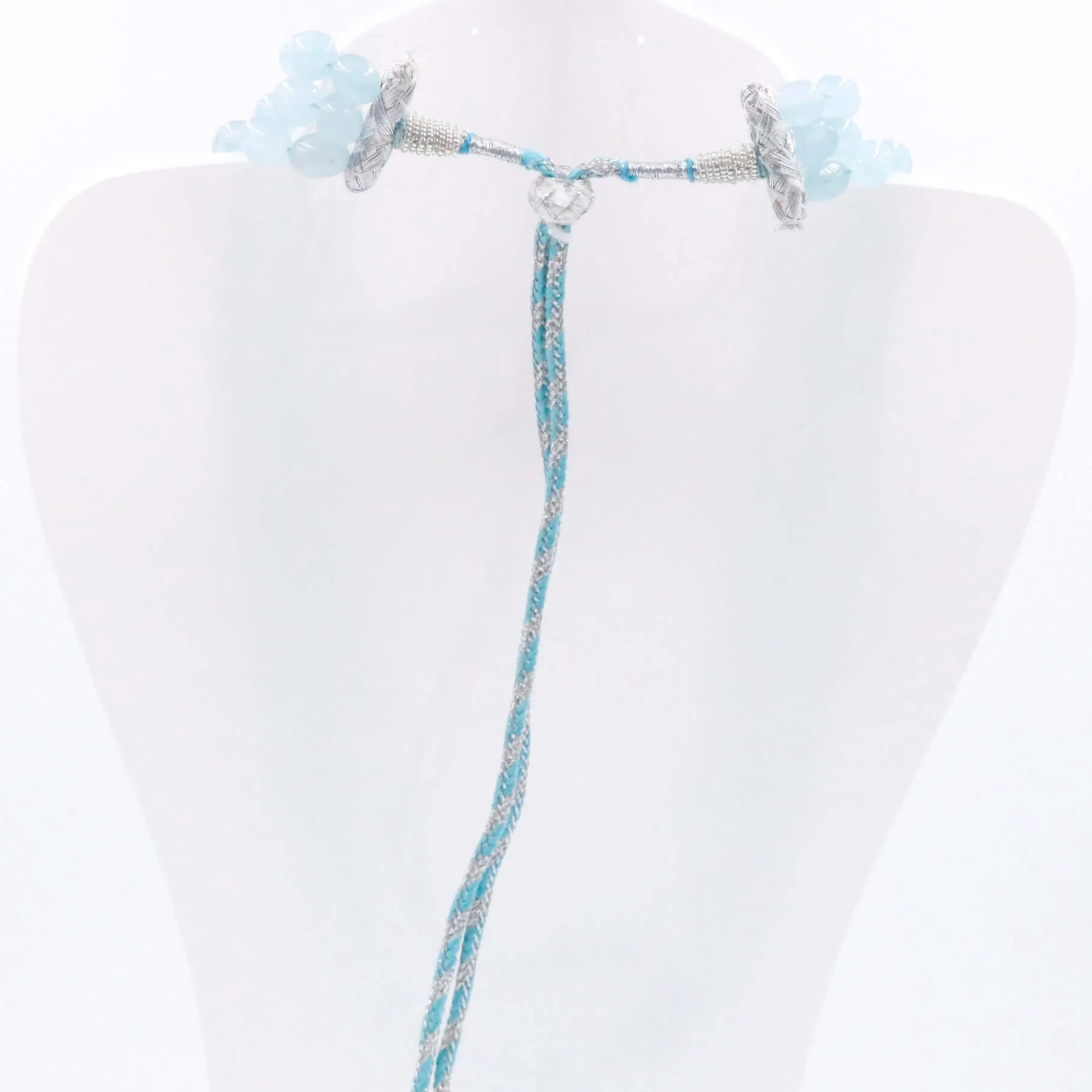 Layered Quartz Necklace Icy Blue Necklace Beaded Necklace Gemstone Necklace Long Necklace Blue Sarafa Indian Necklace SKU 6143222