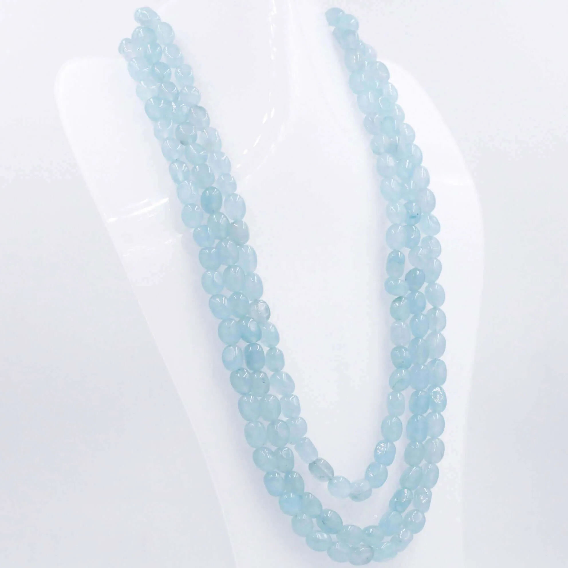 Layered Quartz Necklace Icy Blue Necklace Beaded Necklace Gemstone Necklace Long Necklace Blue Sarafa Indian Necklace SKU 6143222