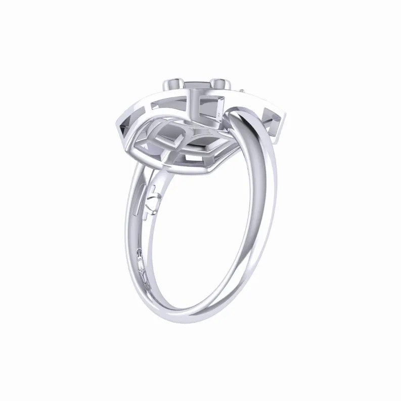 Libra Scales Pink Tourmaline & Diamond Constellation Signet Ring in Sterling Silver