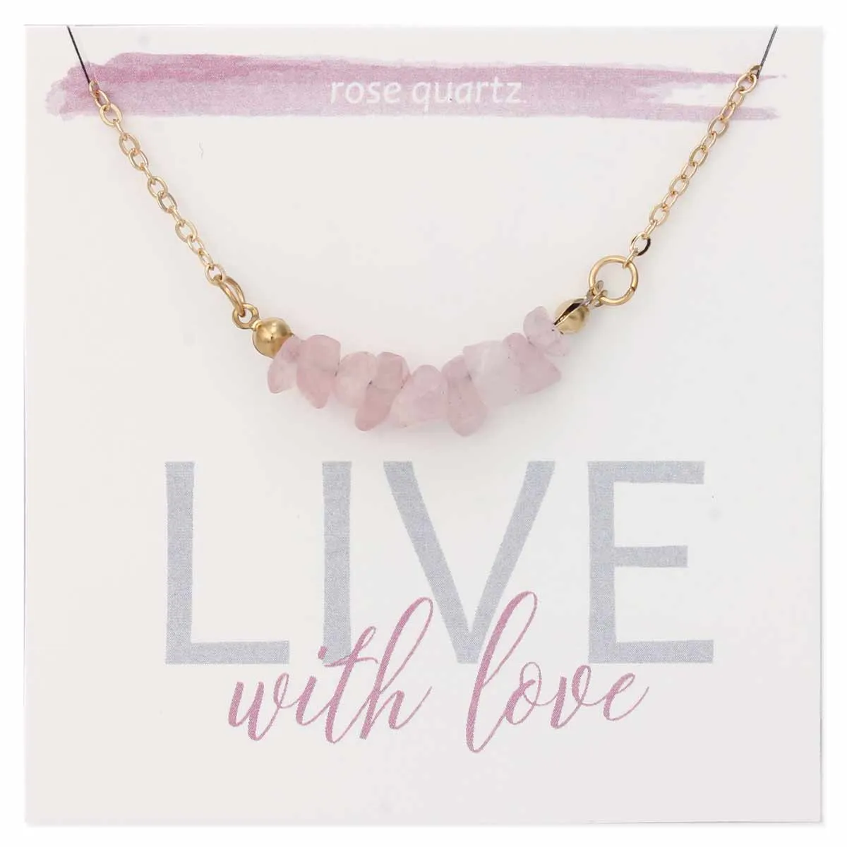 Live with Love Rose Quartz Stone Chip Necklace