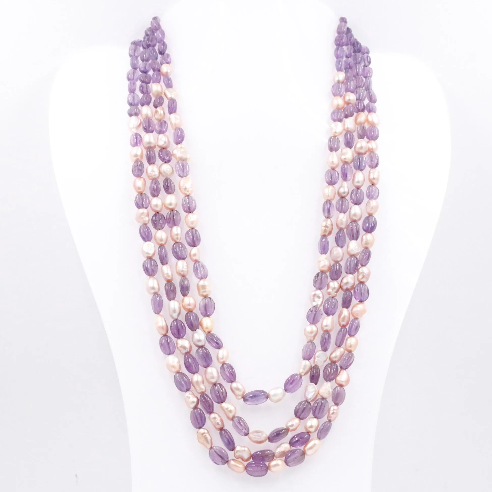 Long Necklace Amethyst w/ Pearl Necklace Pearl Necklace Gemstone Necklace Beaded Necklace Layered NecklaceSKU 6143310