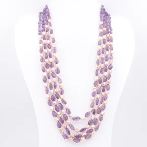 Long Necklace Amethyst w/ Pearl Necklace Pearl Necklace Gemstone Necklace Beaded Necklace Layered NecklaceSKU 6143310