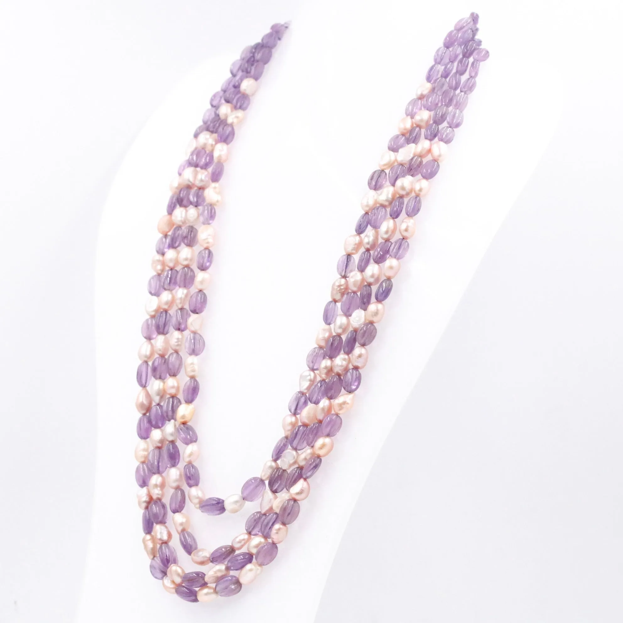 Long Necklace Amethyst w/ Pearl Necklace Pearl Necklace Gemstone Necklace Beaded Necklace Layered NecklaceSKU 6143310