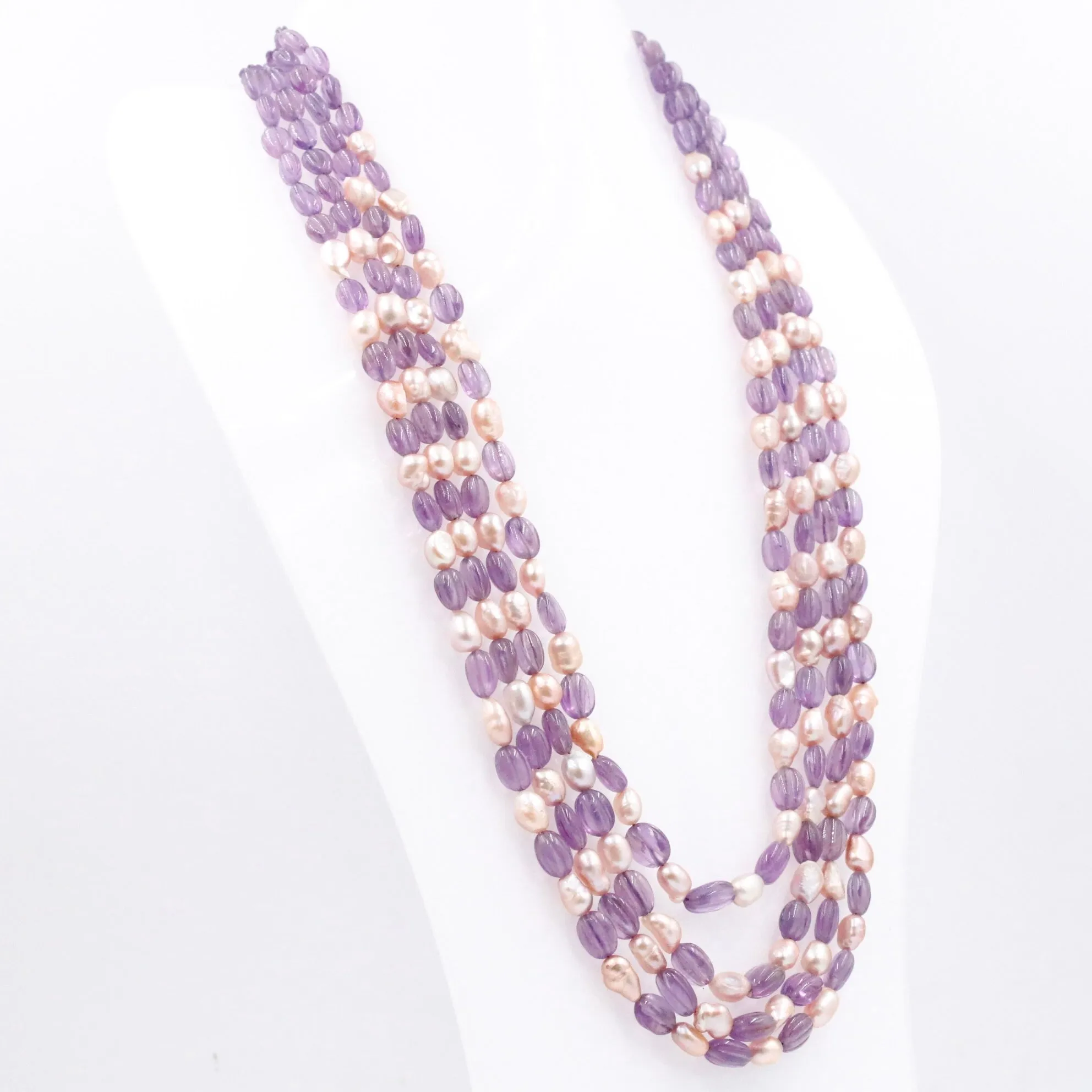 Long Necklace Amethyst w/ Pearl Necklace Pearl Necklace Gemstone Necklace Beaded Necklace Layered NecklaceSKU 6143310