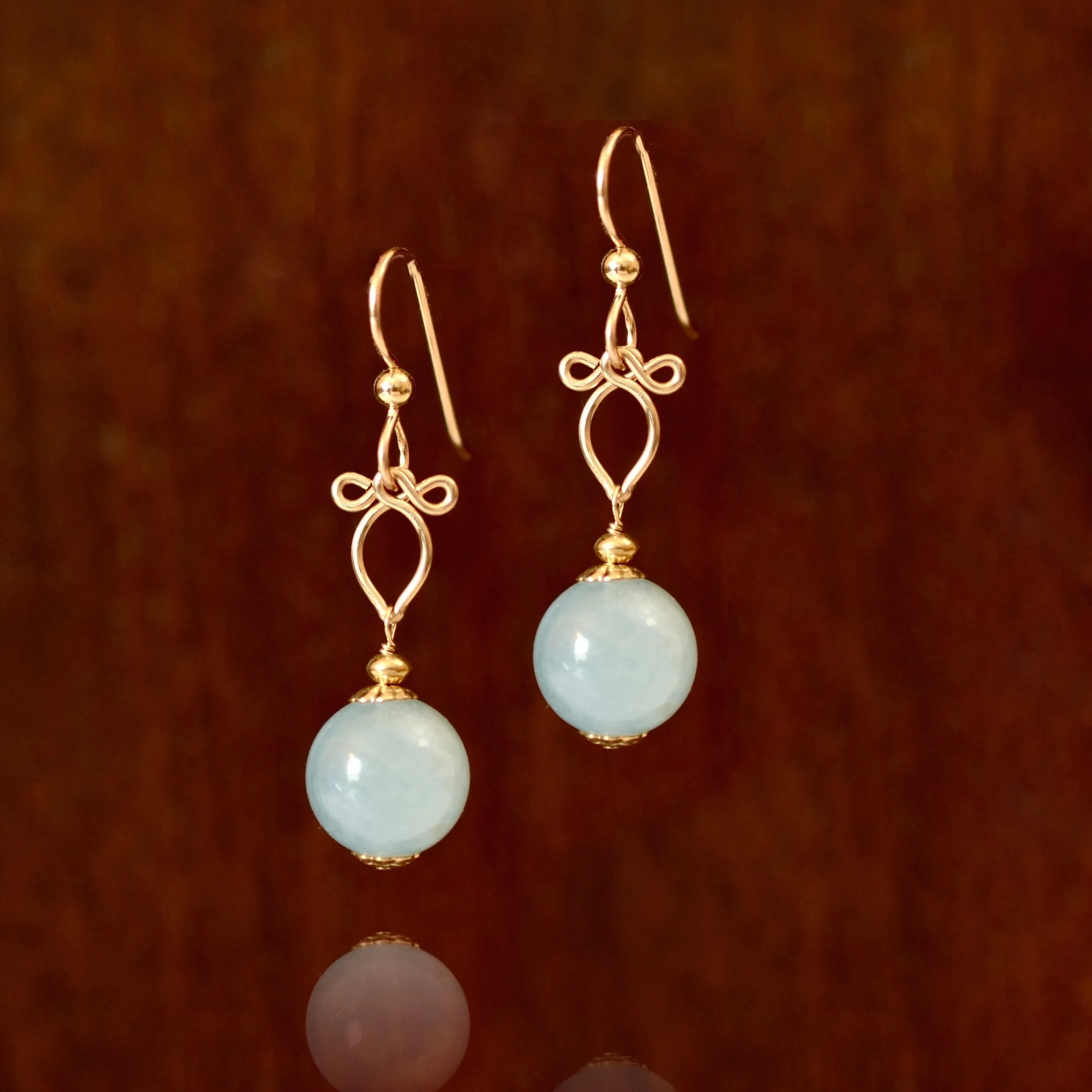 Margaritari - Aquamarine, 14k Gold Filled Earrings