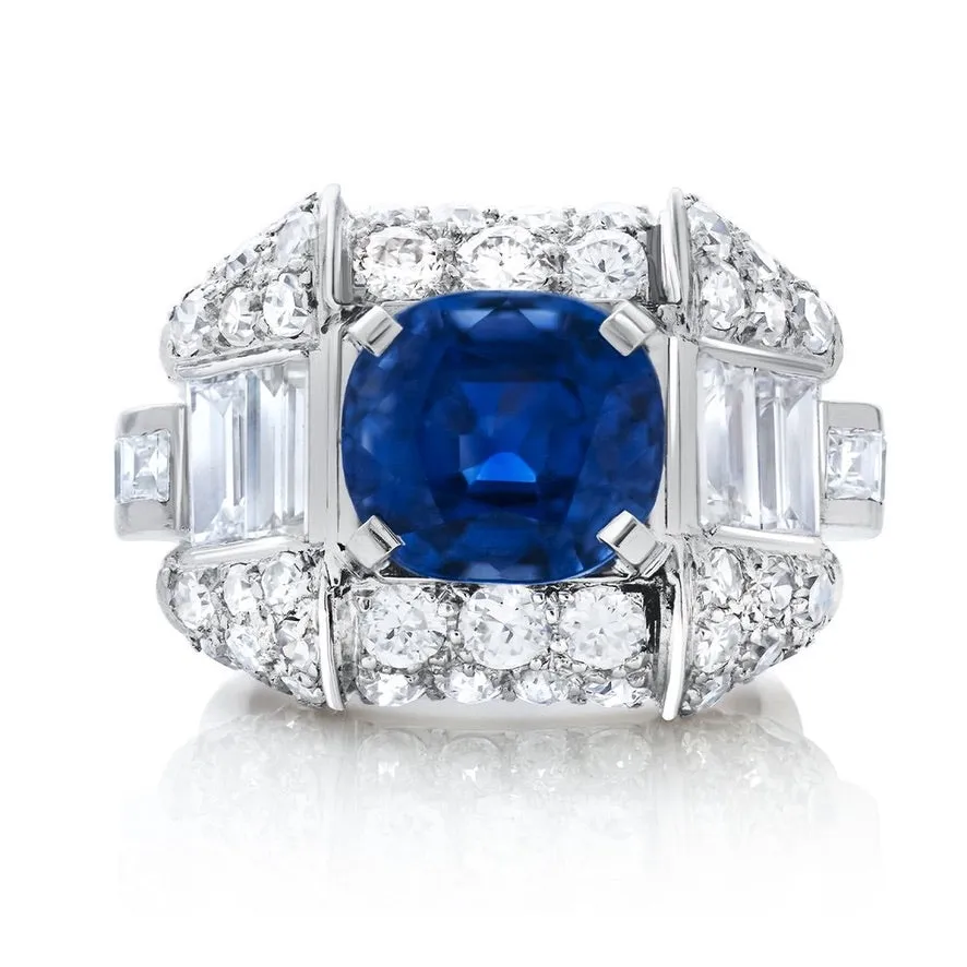 MDJ Curators Collection... Bvglari Roma No Heat Burma Sapphire 89.50 cttw & 36.25 cttw Diamond Platinum Suite 15400/14760
