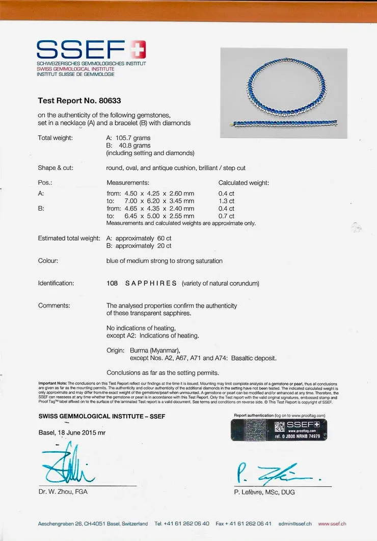 MDJ Curators Collection... Bvglari Roma No Heat Burma Sapphire 89.50 cttw & 36.25 cttw Diamond Platinum Suite 15400/14760