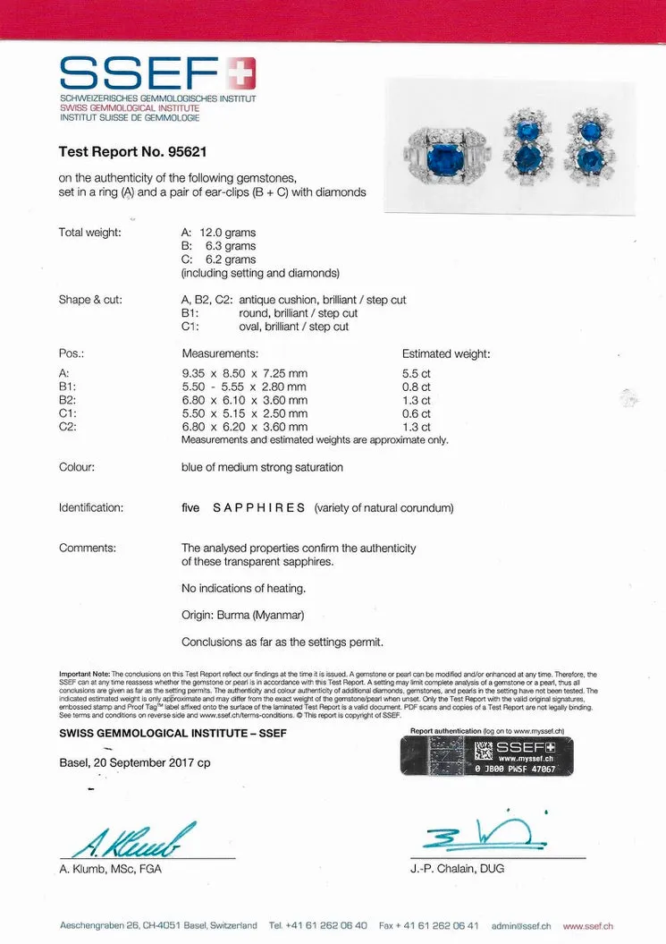 MDJ Curators Collection... Bvglari Roma No Heat Burma Sapphire 89.50 cttw & 36.25 cttw Diamond Platinum Suite 15400/14760