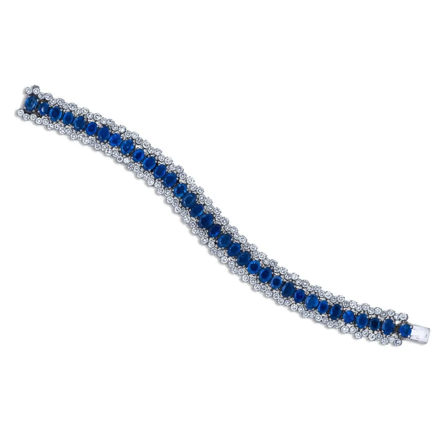 MDJ Curators Collection... Bvglari Roma No Heat Burma Sapphire 89.50 cttw & 36.25 cttw Diamond Platinum Suite 15400/14760