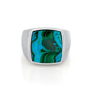Men's Chrysocolla Malachite Signet Ring | Ready to Ship