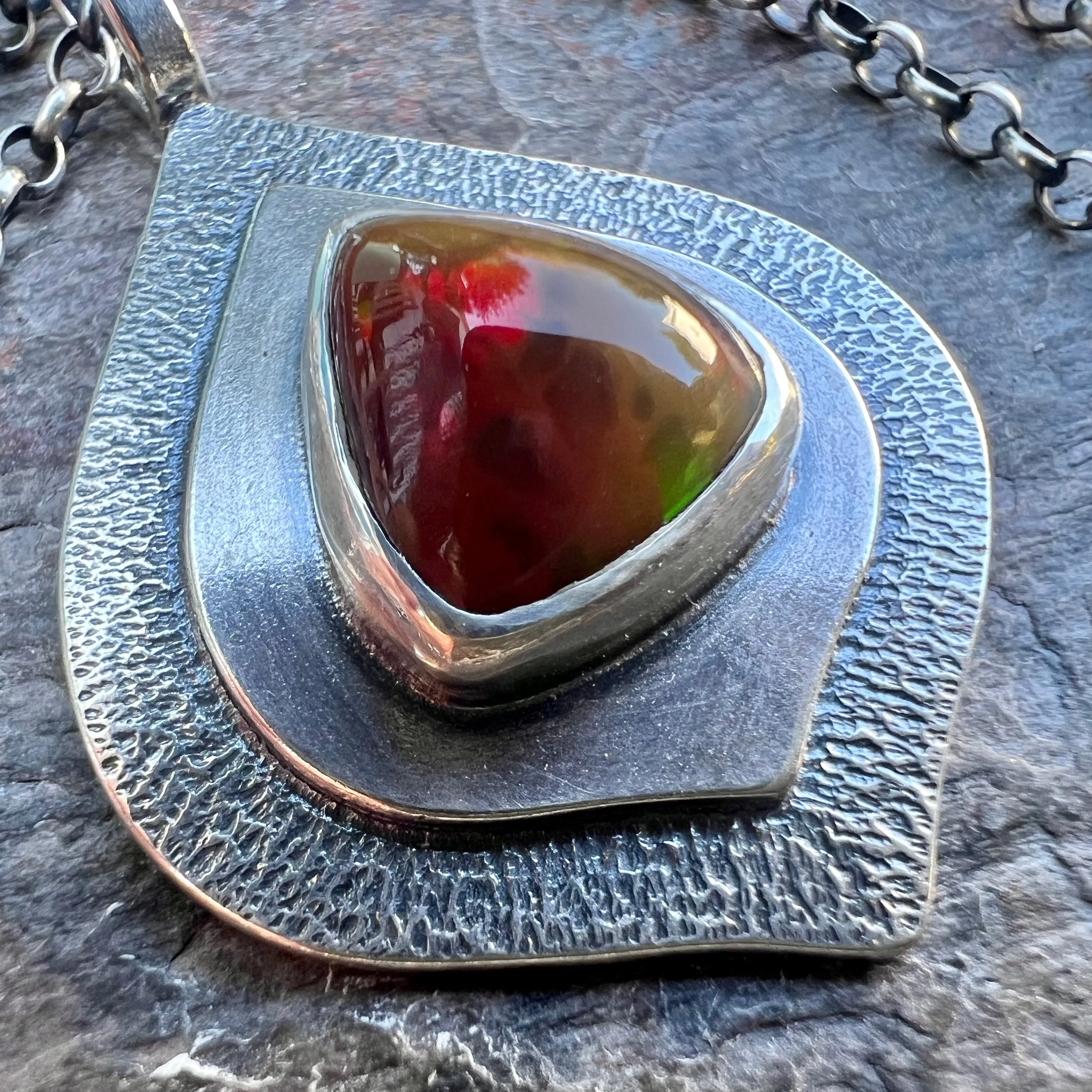 Mexican Opal Sterling Silver Necklace - Handmade One-of-a-kind Pendant on Sterling Silver Chain