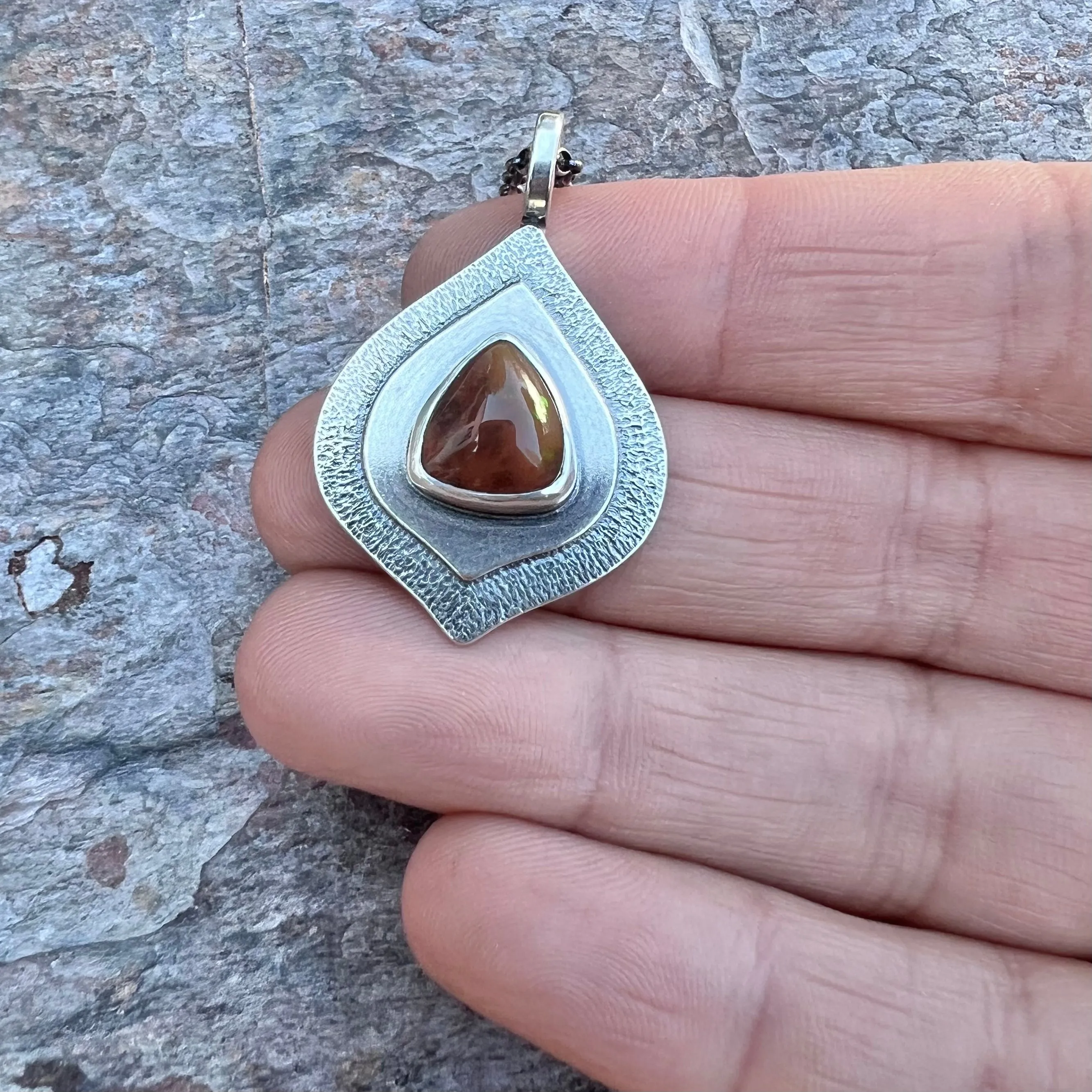 Mexican Opal Sterling Silver Necklace - Handmade One-of-a-kind Pendant on Sterling Silver Chain