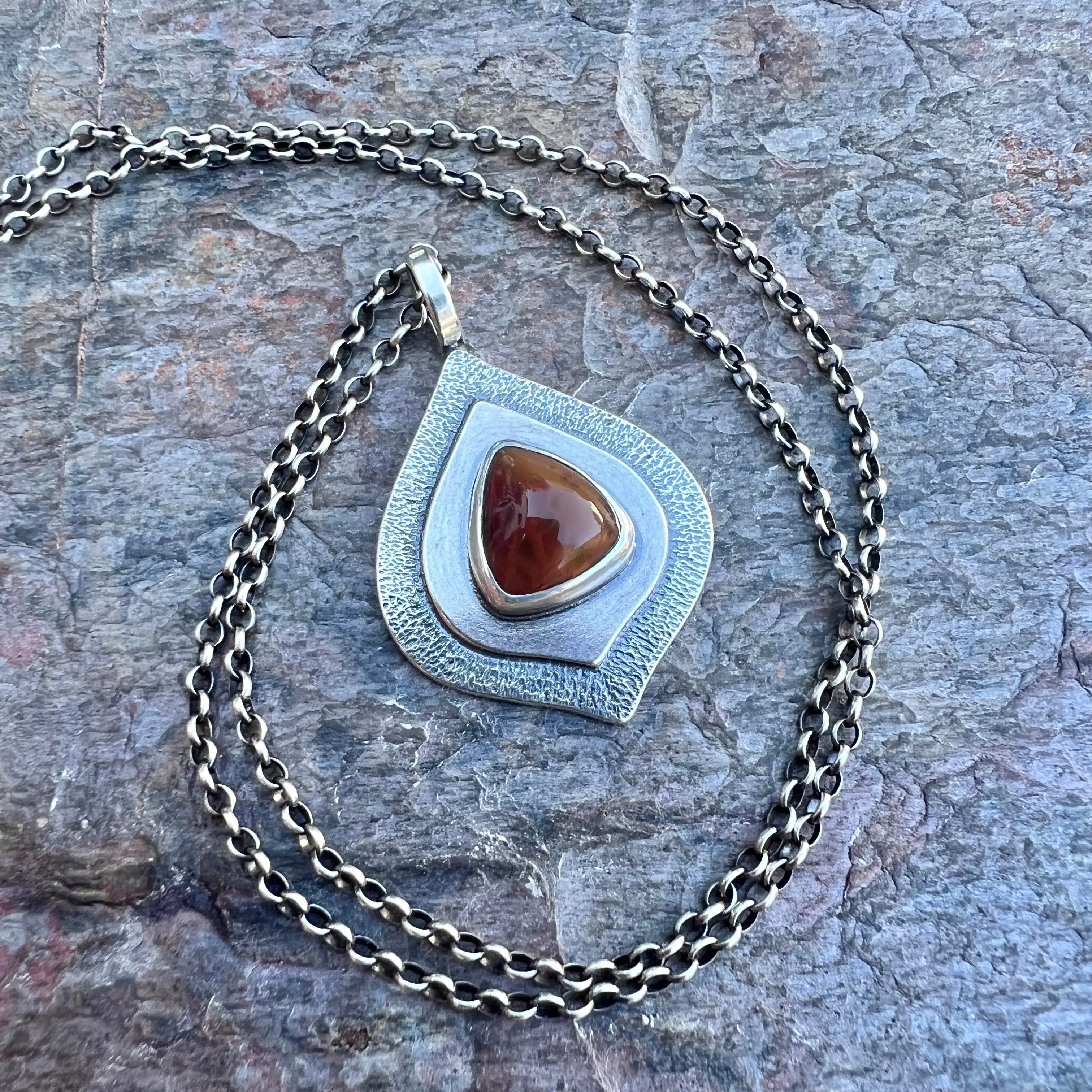 Mexican Opal Sterling Silver Necklace - Handmade One-of-a-kind Pendant on Sterling Silver Chain