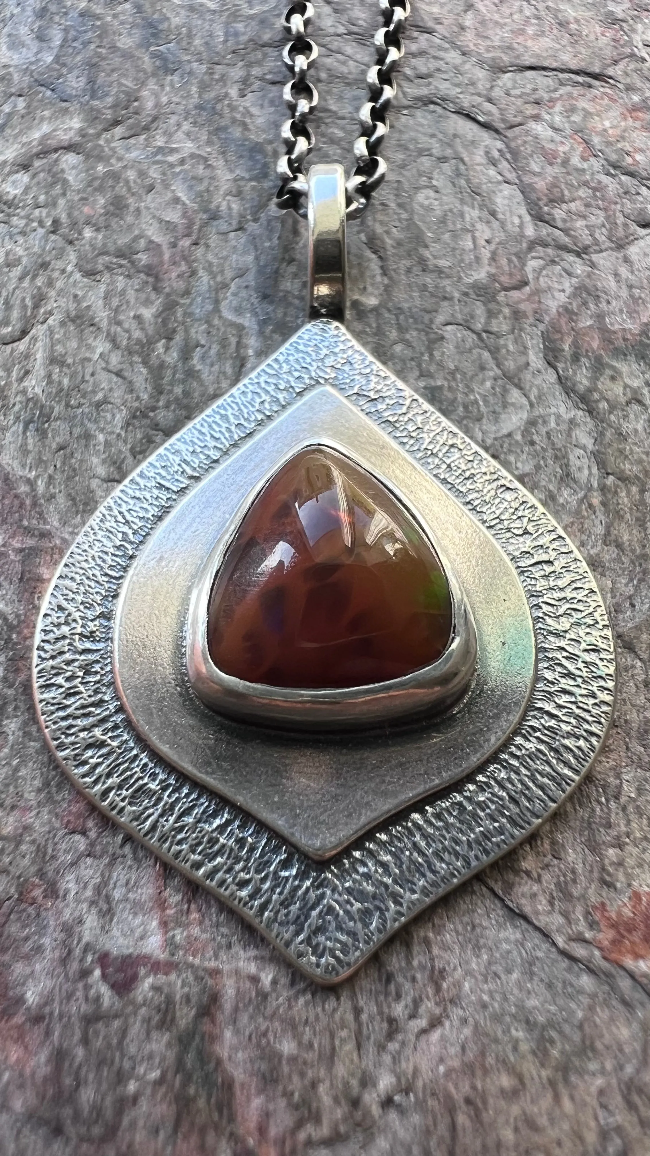 Mexican Opal Sterling Silver Necklace - Handmade One-of-a-kind Pendant on Sterling Silver Chain