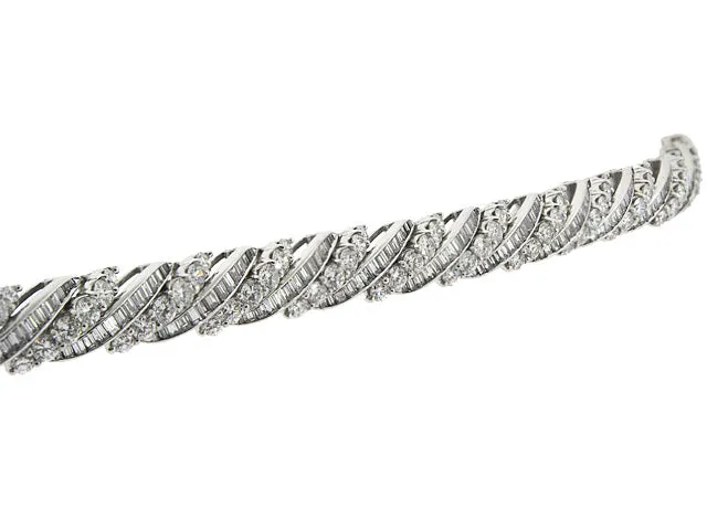 Mid-Century Diamond Barber Pole Bracelet in Platinum