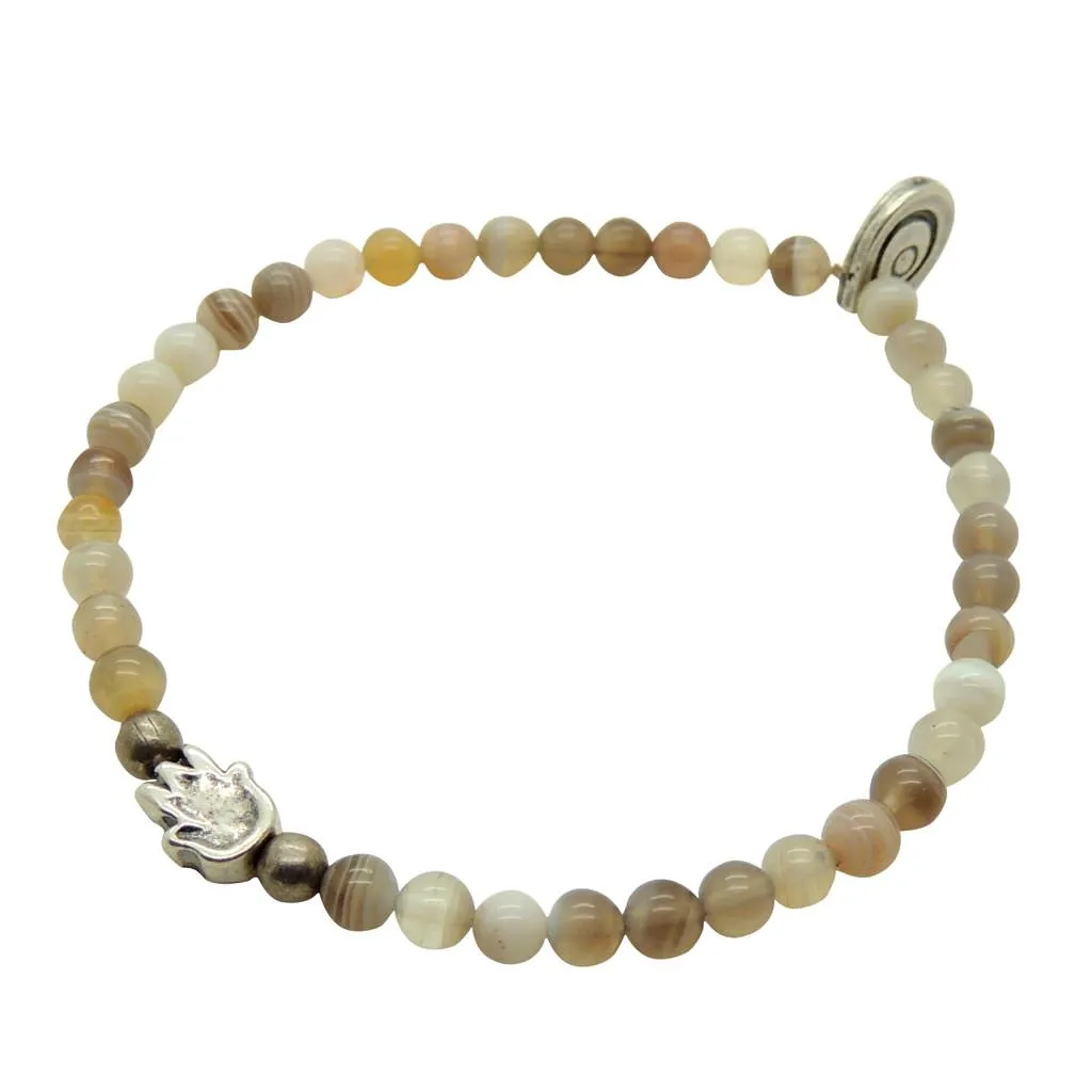 Mini Hamsa Hand Charm Gemstone Bead Bracelet
